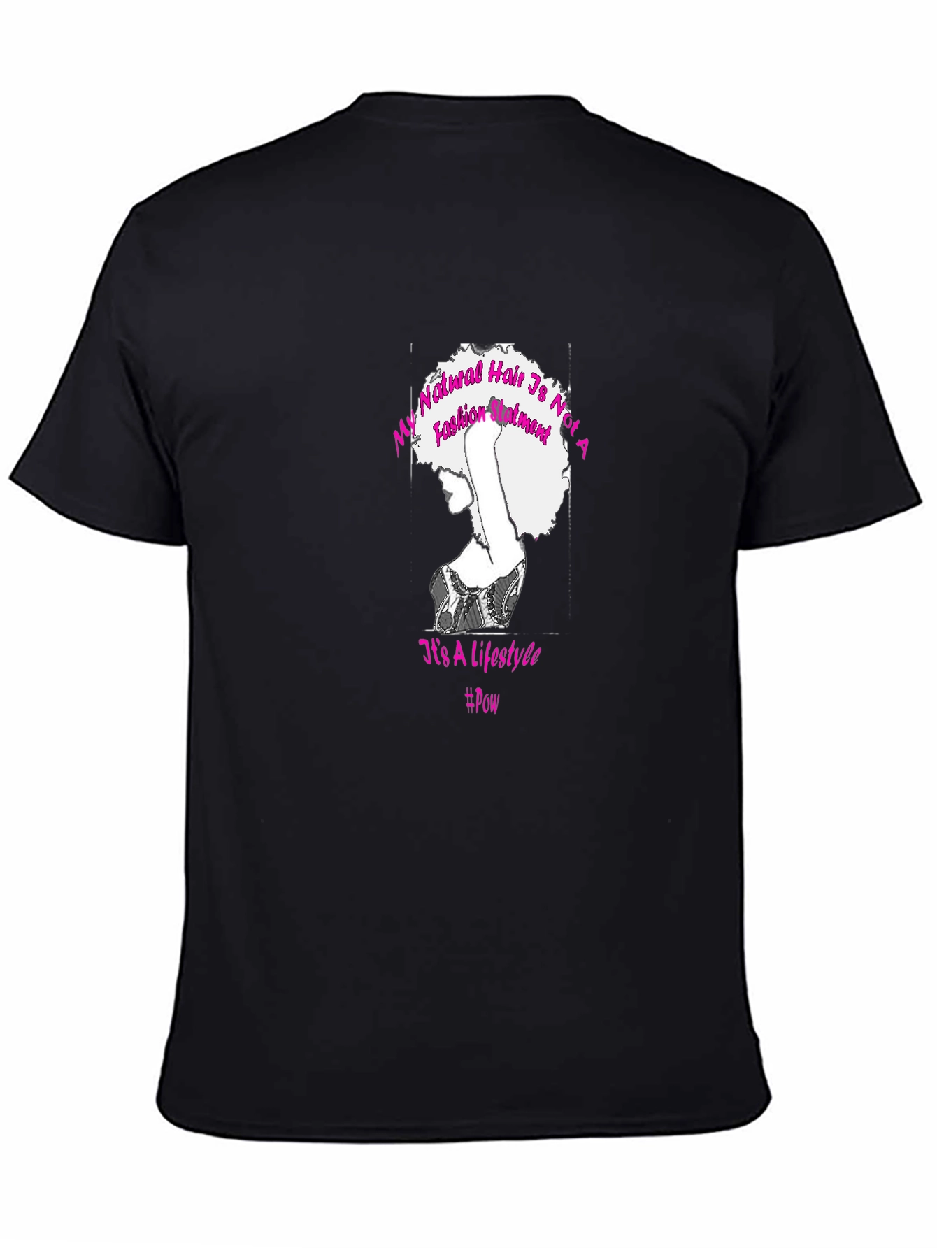 Black Natural Hair Lifestyle T-Shirt - Black view 4