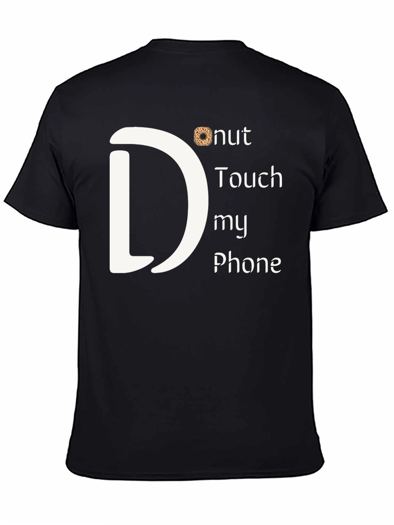 Black Donut Touch My Phone Graphic T-Shirt view 4