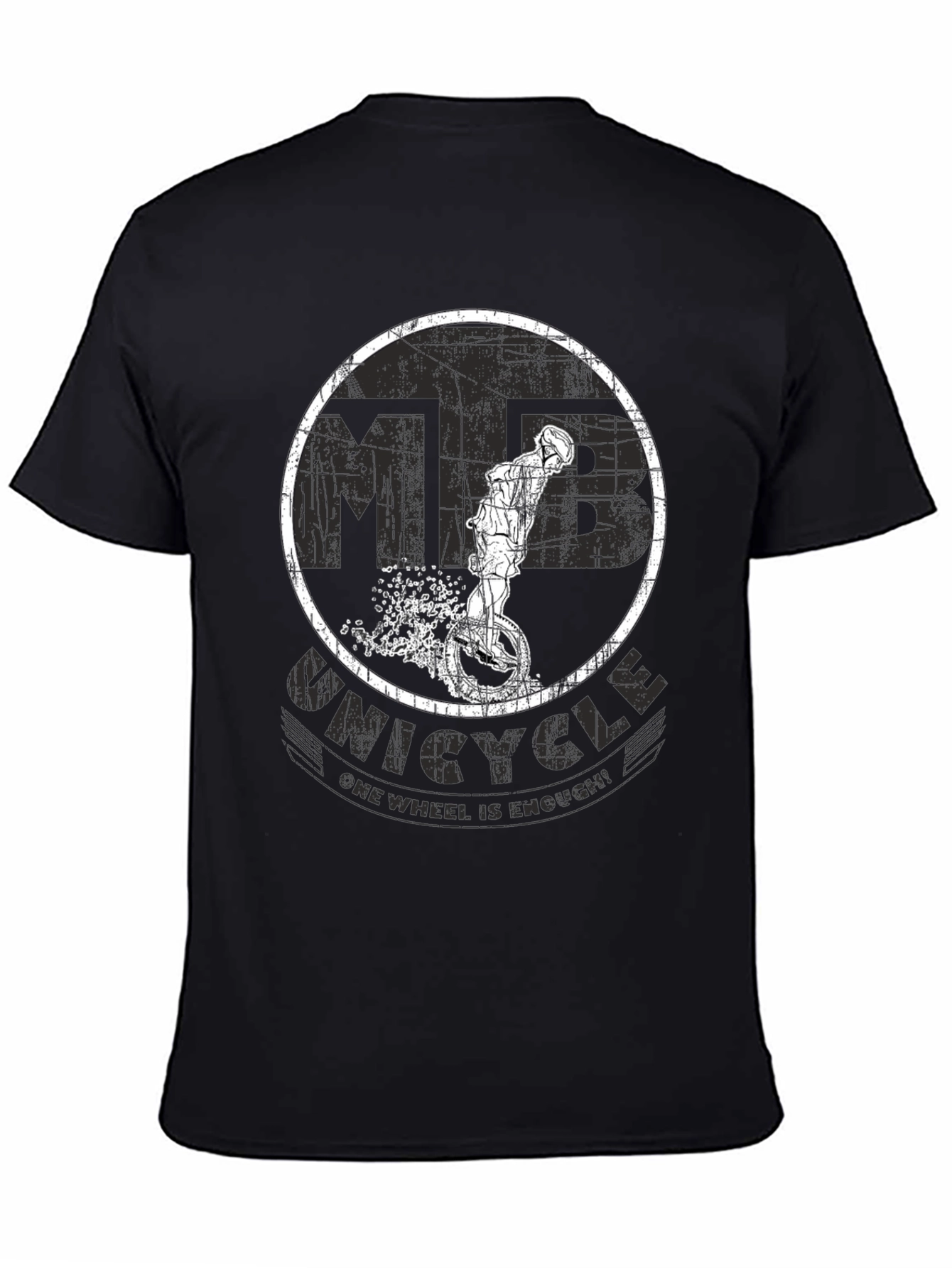 Black Unicycle T-Shirt - One Wheel Is Enough! view 4