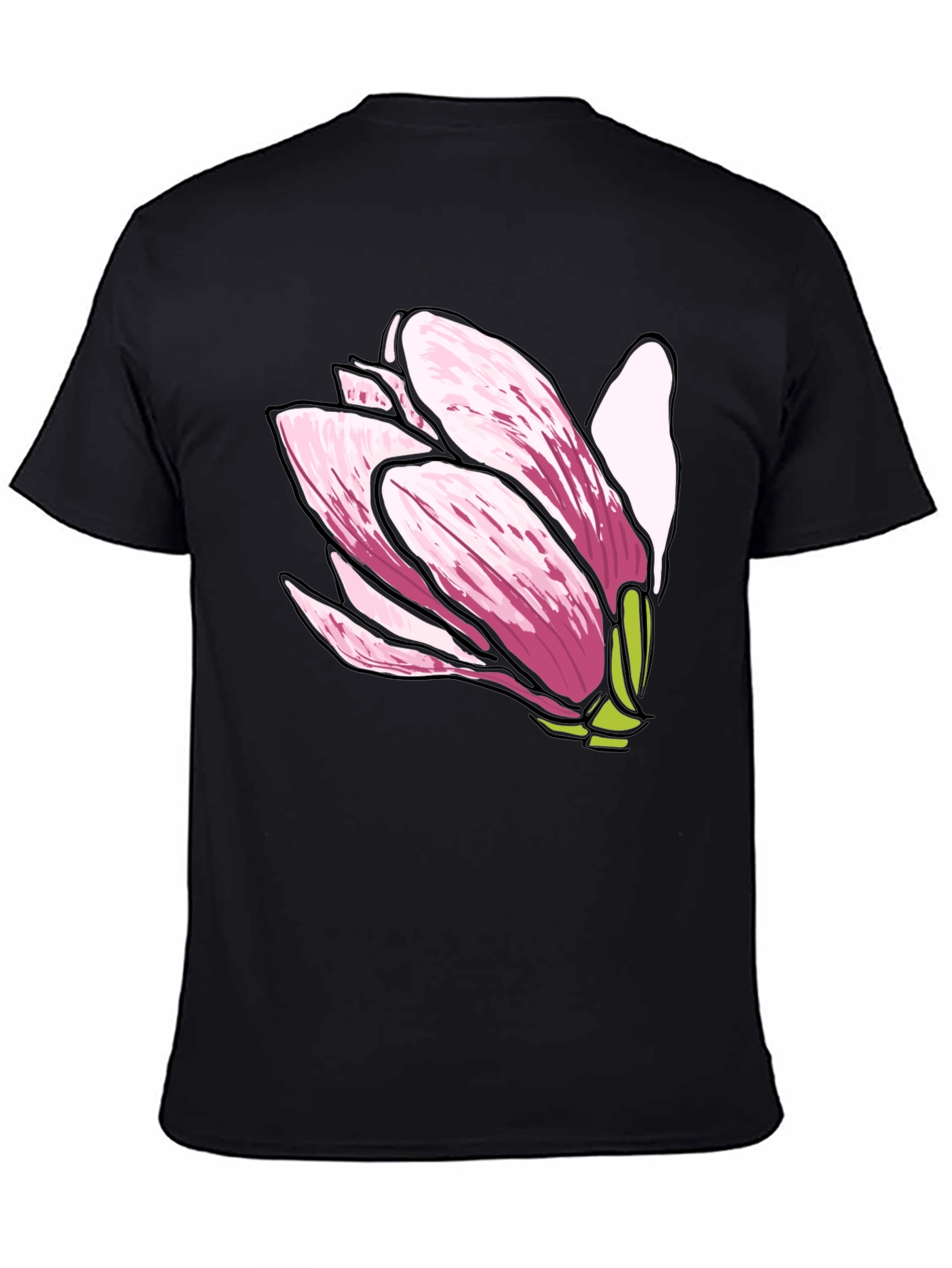 Black Magnolia Flower Graphic Tee - Soft Cotton Comfort view 4