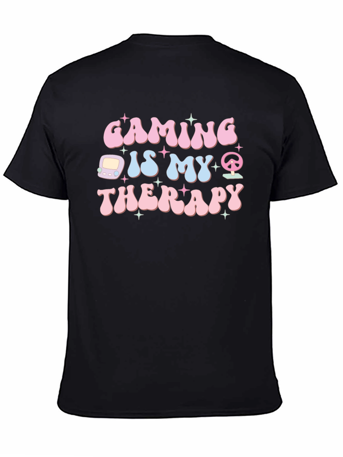 Black Gaming is My Therapy Graphic Tee - Black Cotton view 4