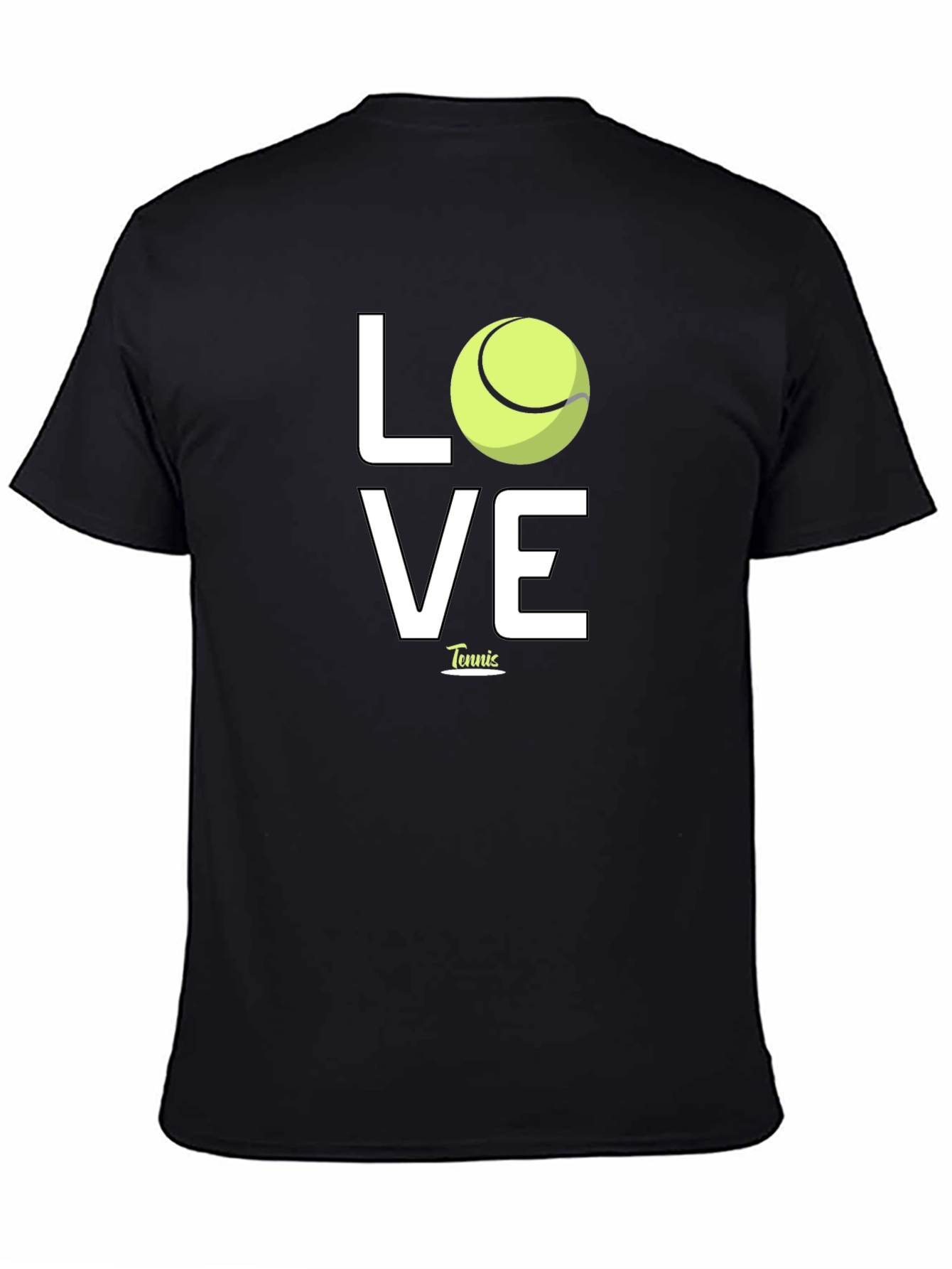 Black Tennis Love Graphic Tee - Black Cotton T-Shirt view 4
