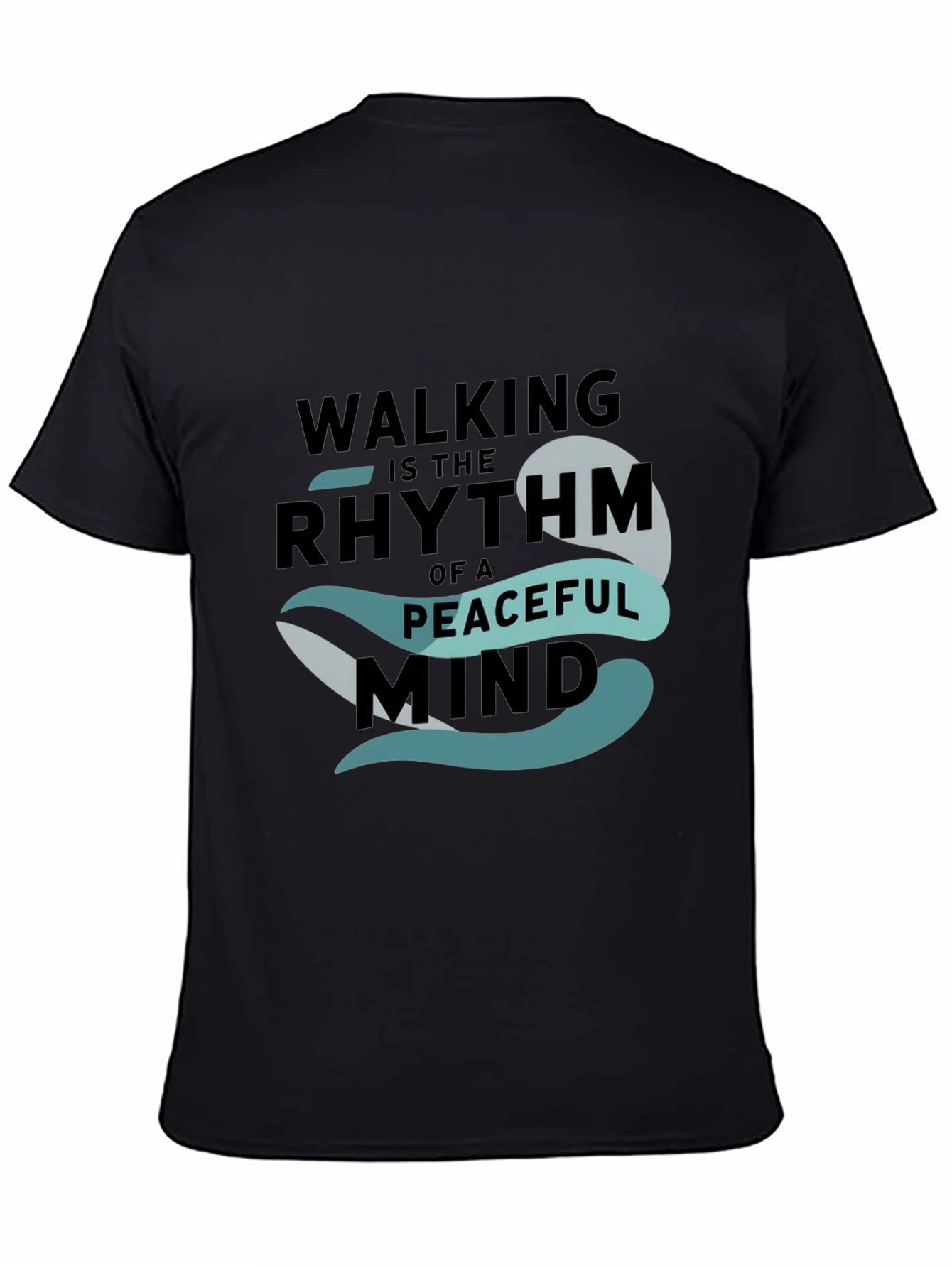 Black Peaceful Mind Walking T-Shirt: Black Graphic Tee view 4
