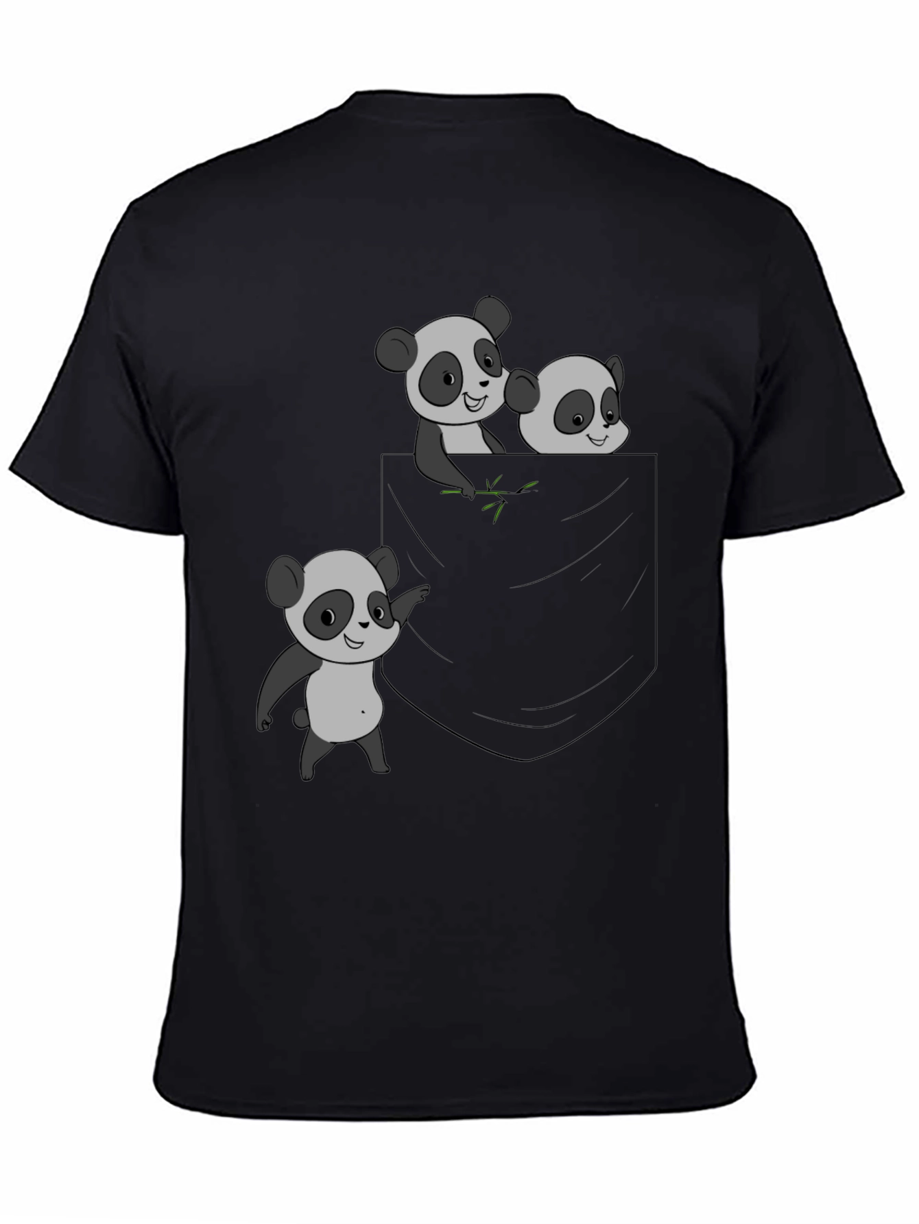 Black Panda Pocket Graphic Tee - Casual & Cute! view 4
