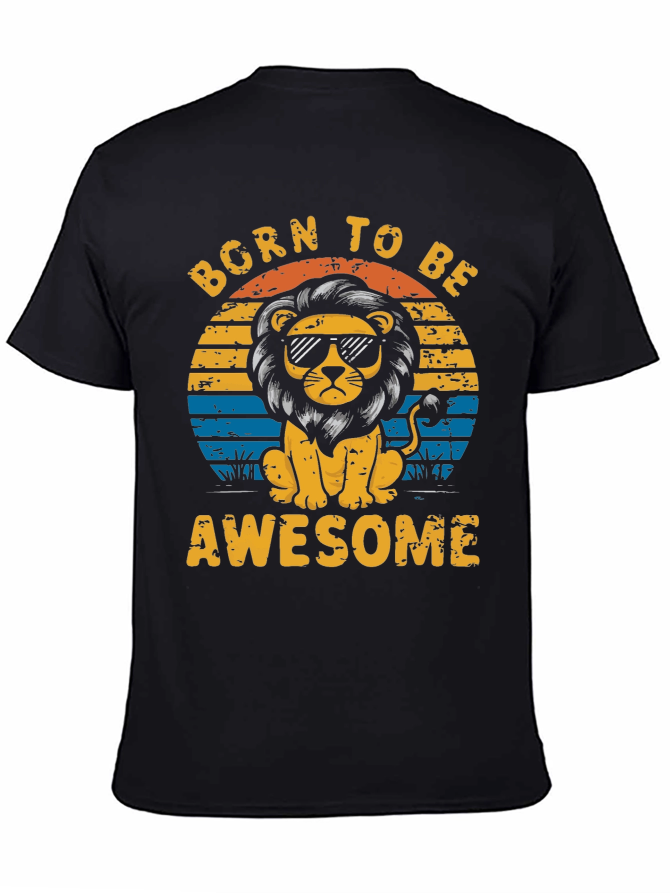 Black Born to Be Awesome Lion Graphic Tee view 4