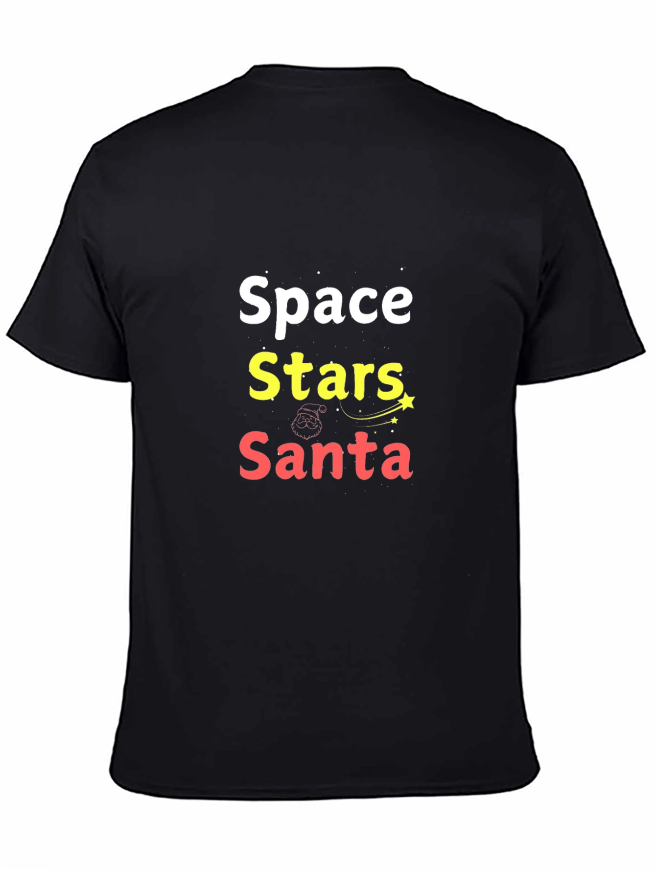 Black Space Stars Santa Graphic Tee - Holiday Fun view 4