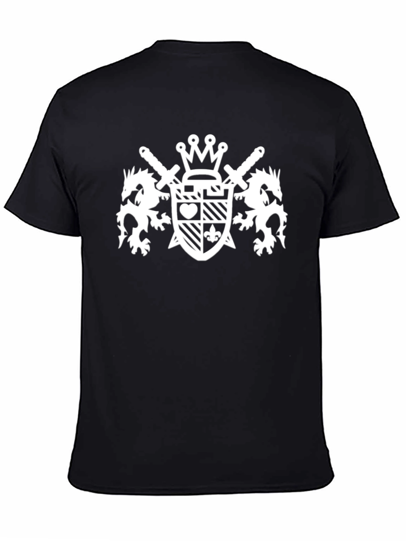 Black Black T-Shirt with White Crest Graphic view 4