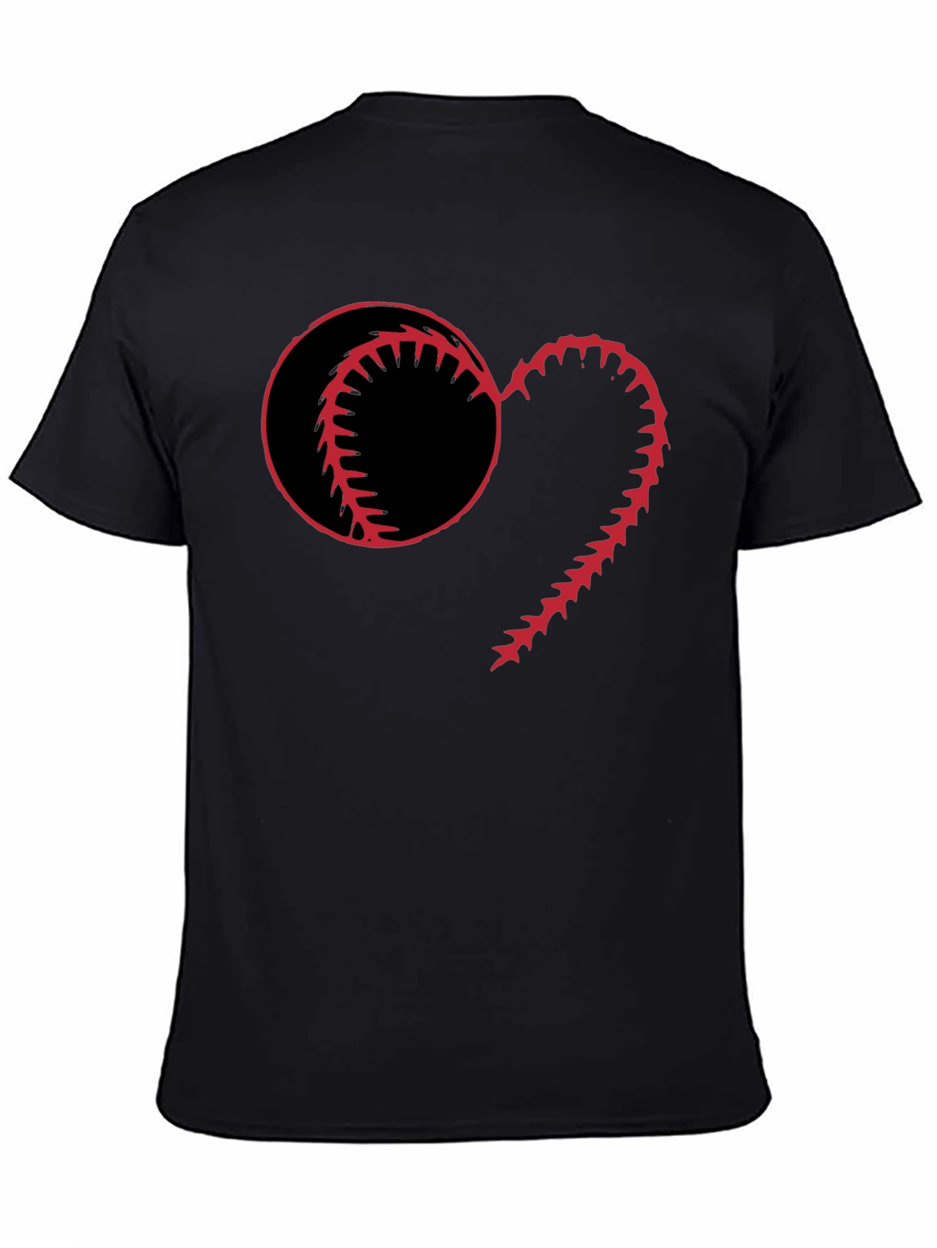 Black Baseball Heart Graphic T-Shirt view 4