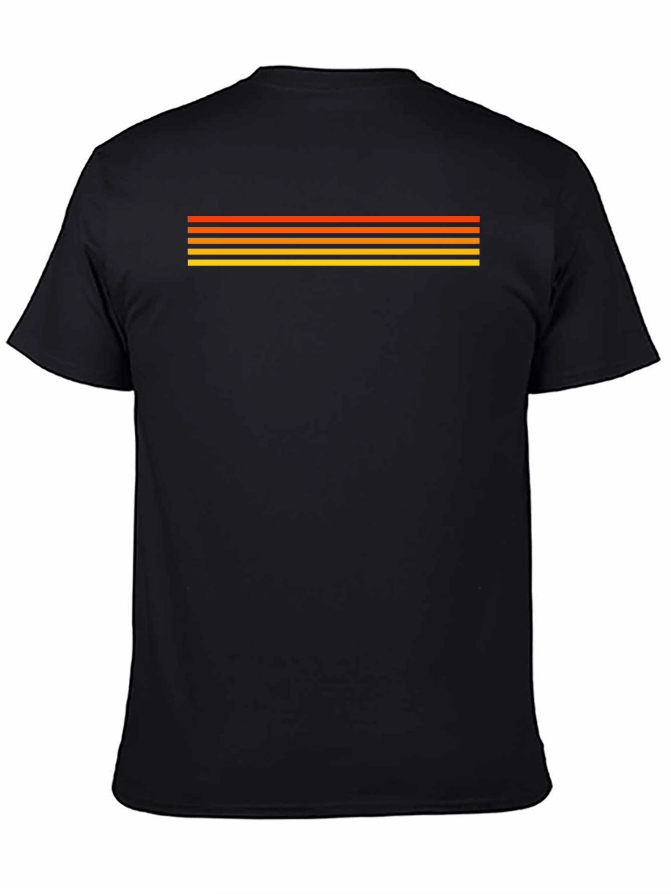 Black Retro Stripe Tee - Black Cotton Blend Shirt view 4