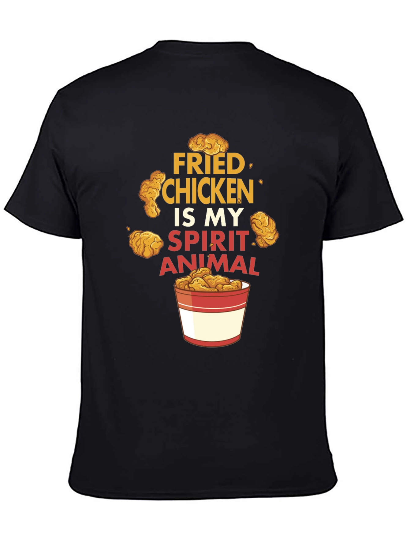 Black Fried Chicken Spirit Animal Black Graphic T-Shirt view 4