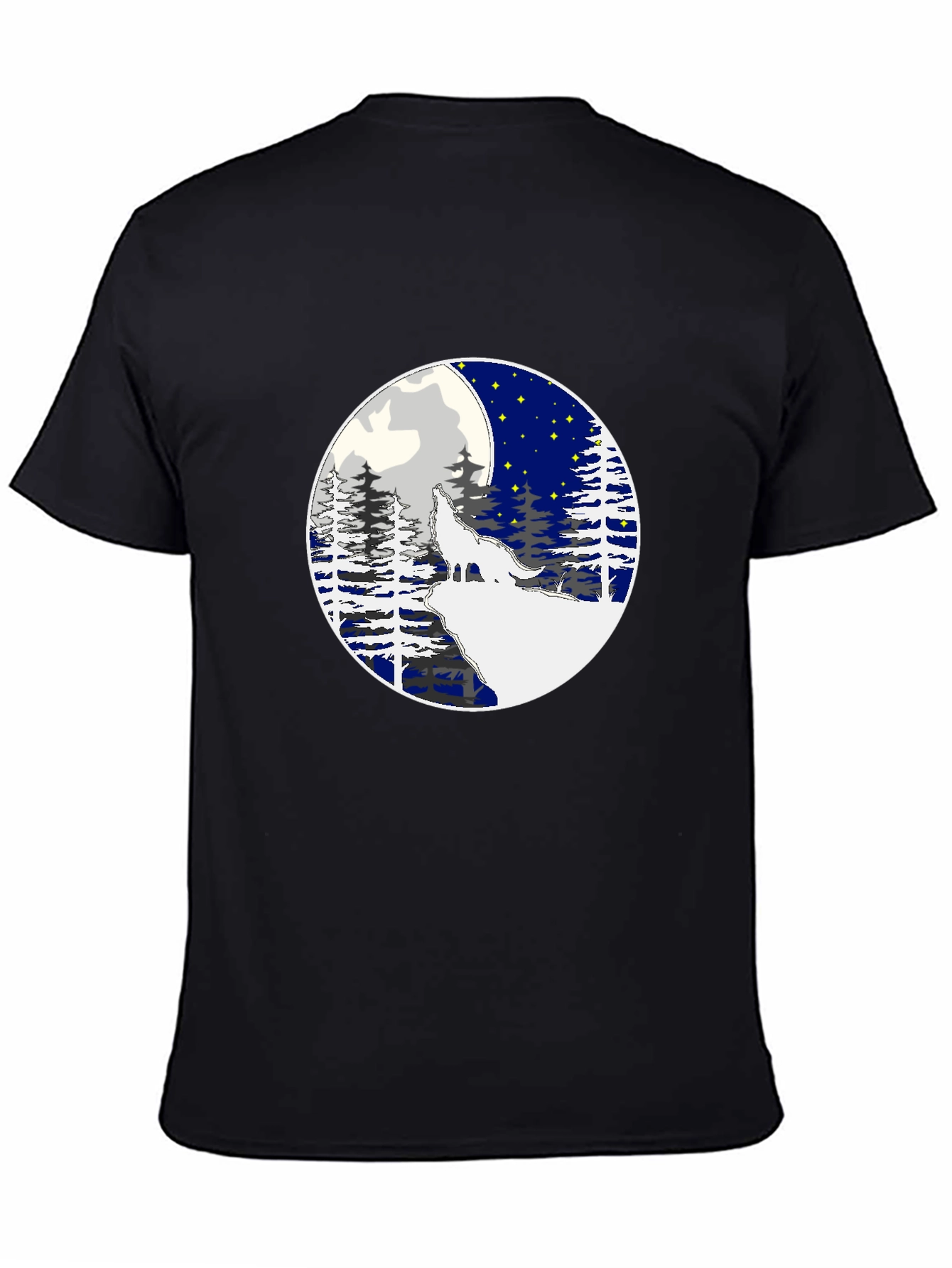 Black Wolf Howling Moon Graphic Tee - Stylish Black T-Shirt view 4