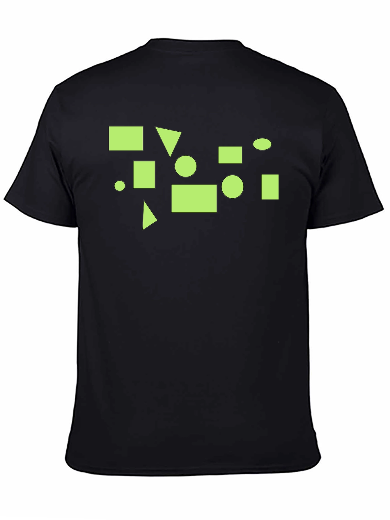 Black Geometric Pattern Black T-Shirt view 4