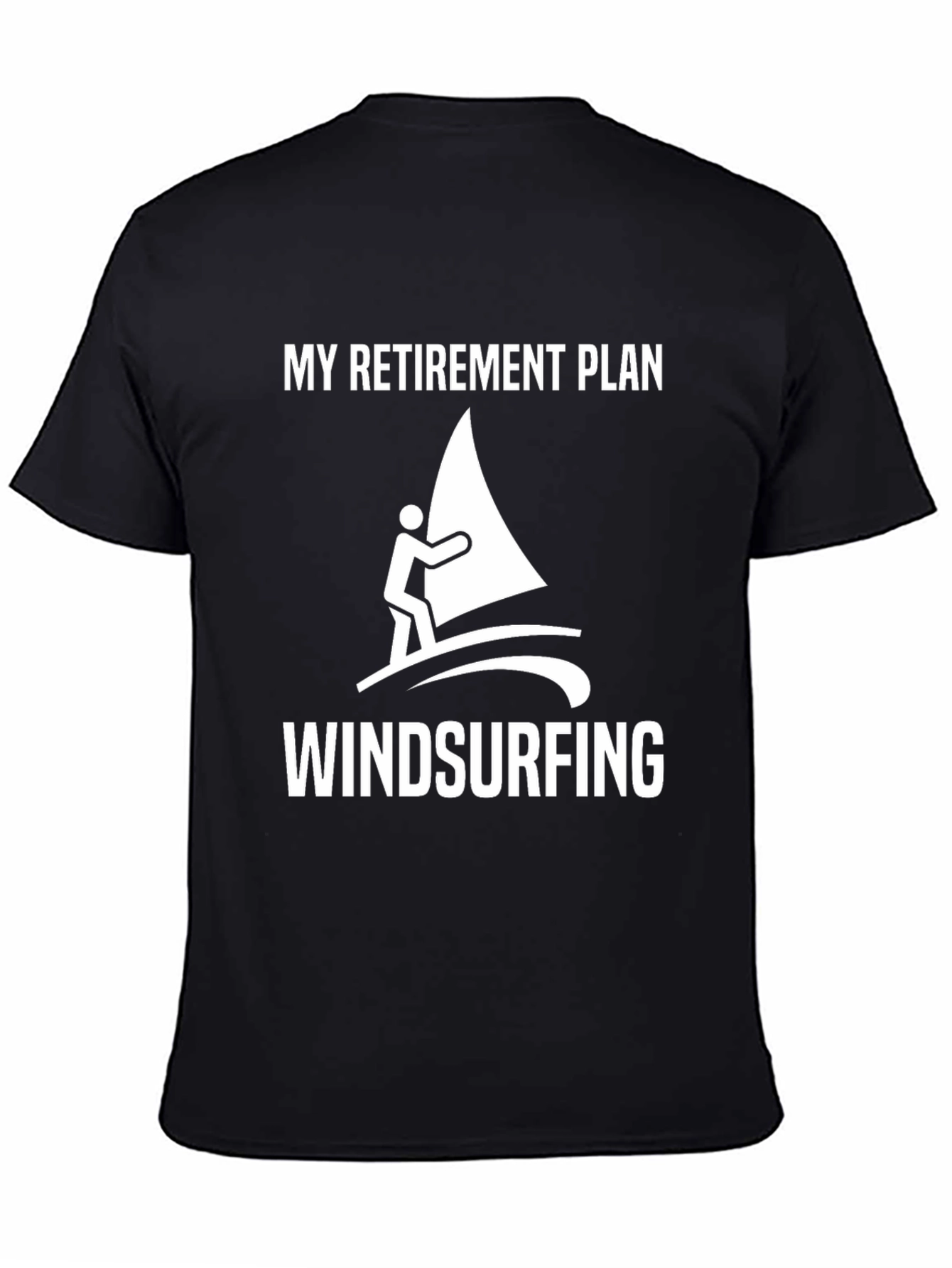 Black Retirement Plan Windsurfing Black Graphic Tee view 4