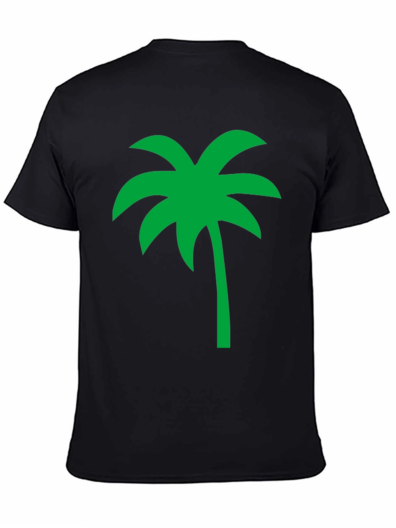 Black Tropical Palm Tree Graphic Tee - Black Cotton Casual Shirt view 4