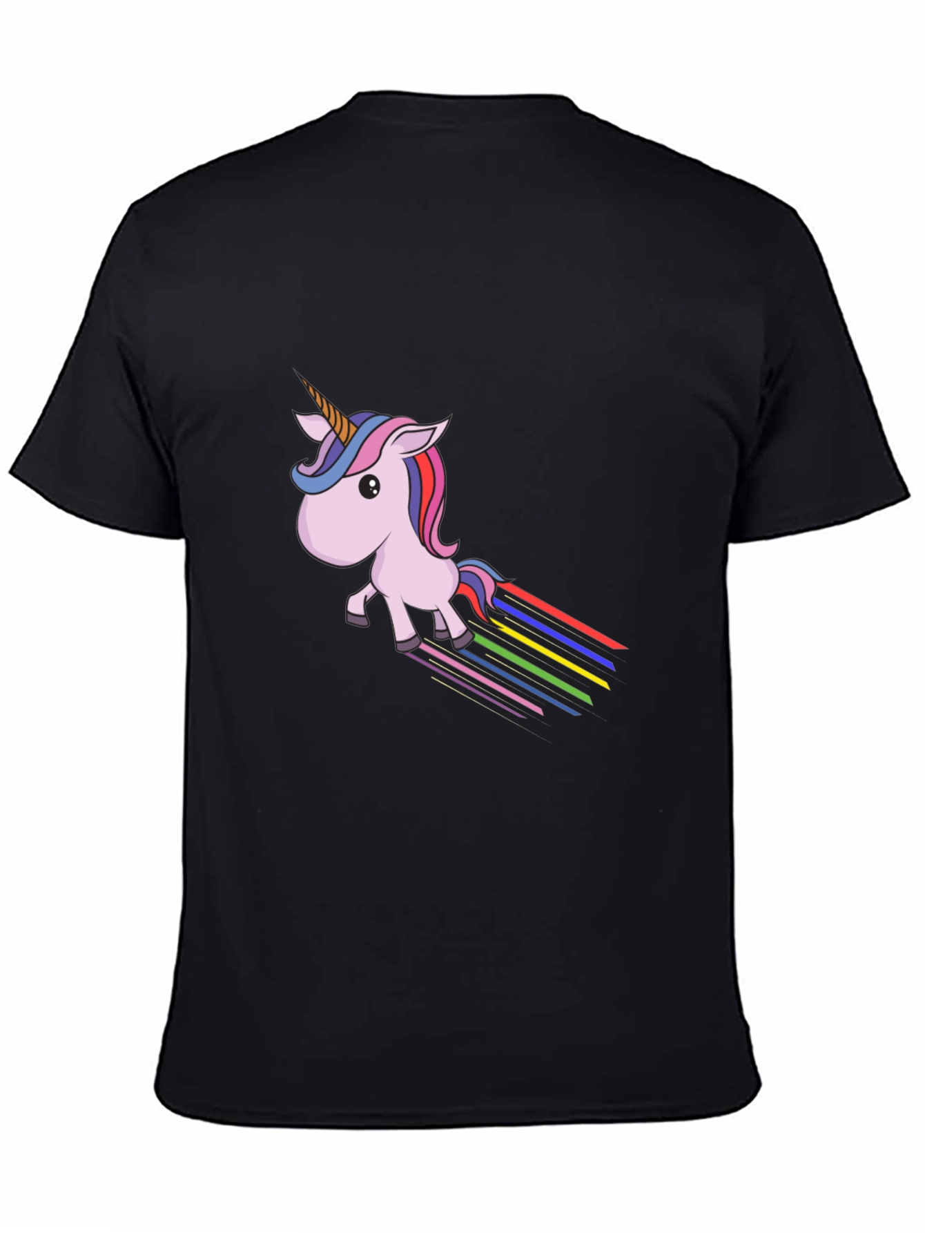 Black Rainbow Unicorn Graphic Tee - Black Cotton Blend view 4
