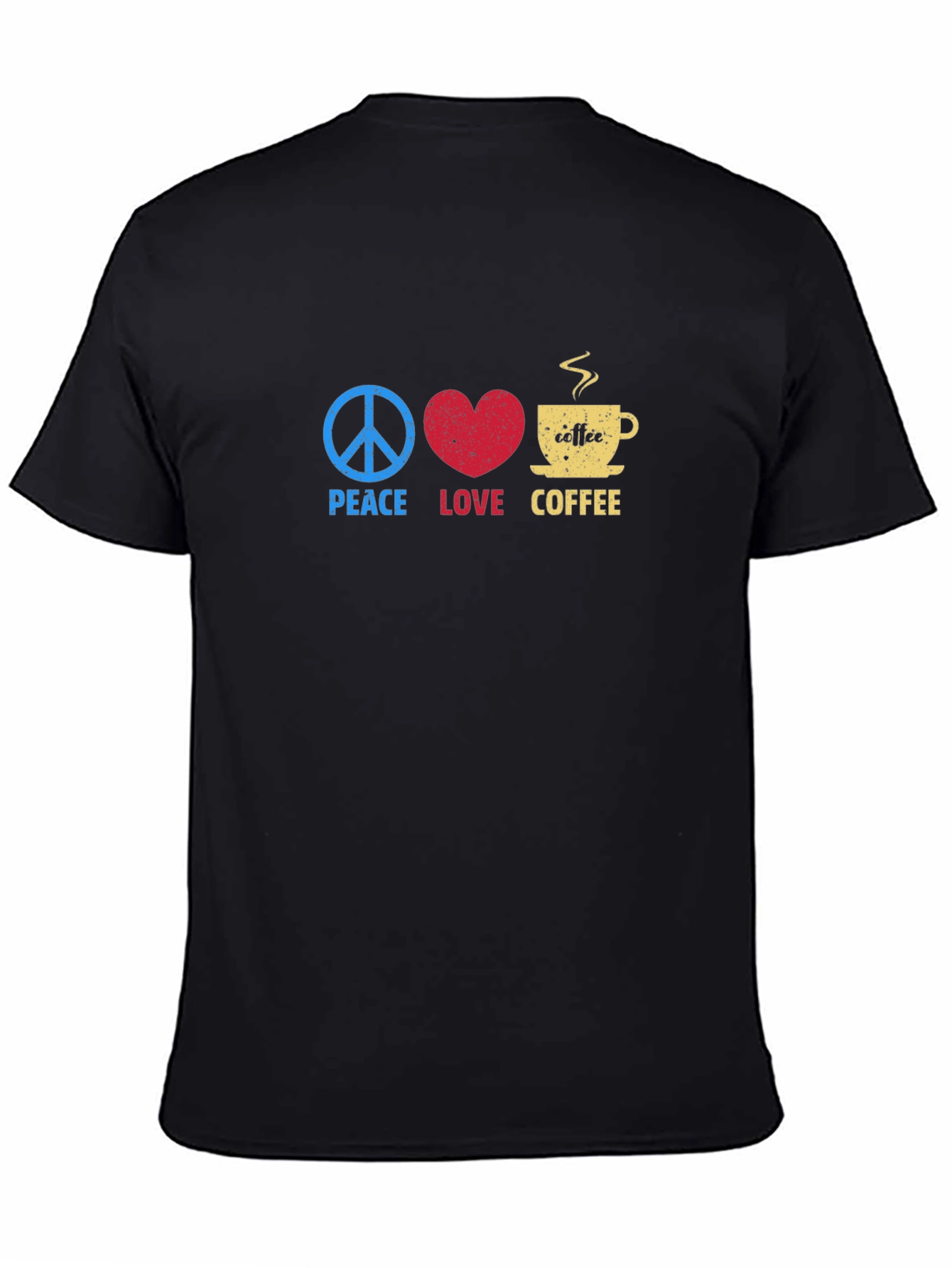 Black Peace Love Coffee Graphic Tee - Trendy Casual Comfort view 4