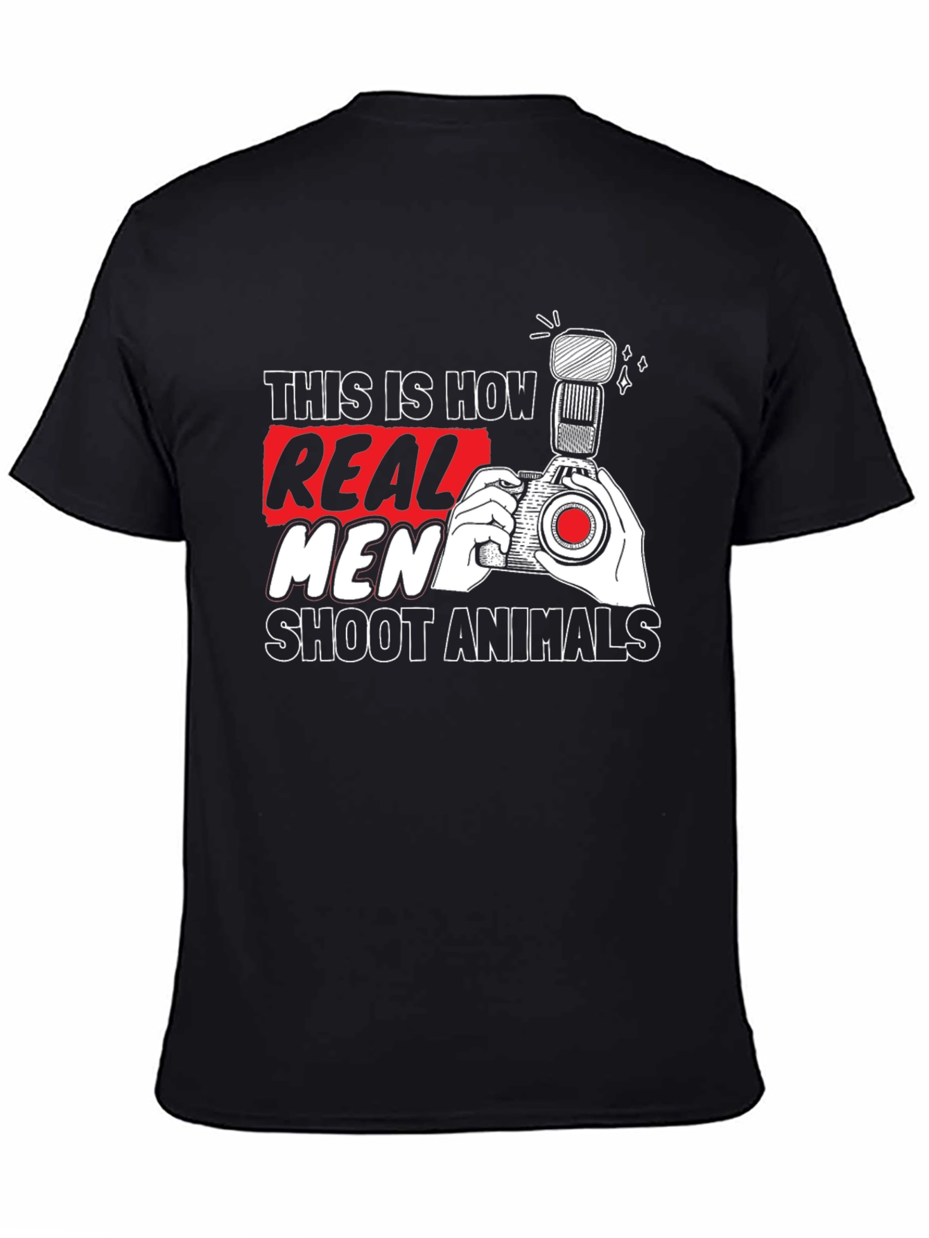 Black Real Men Shoot Animals T-Shirt Photography Black view 4