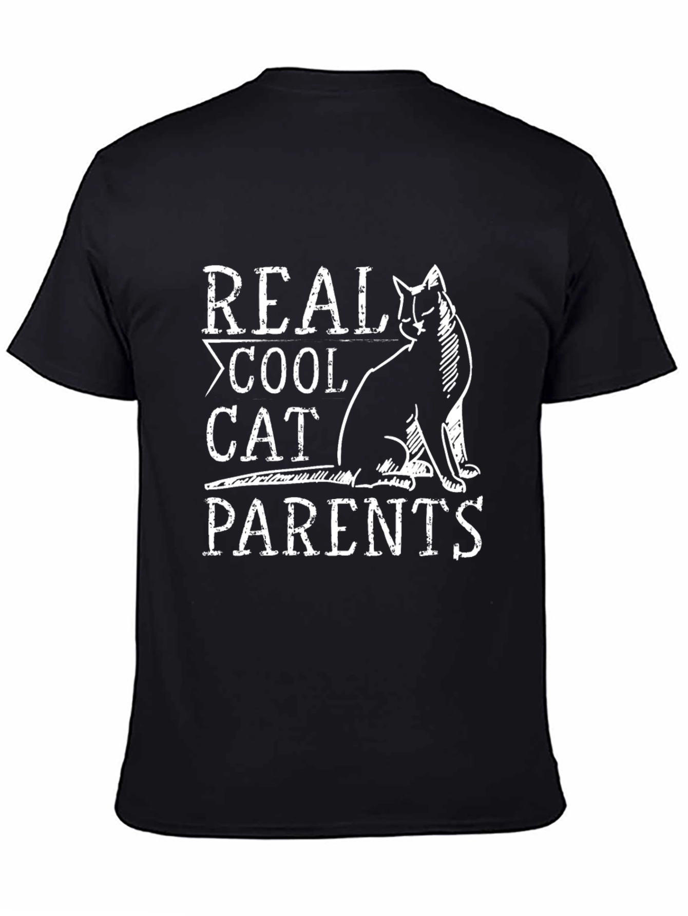 Black Real Cool Cat Parents Black T-Shirt view 4