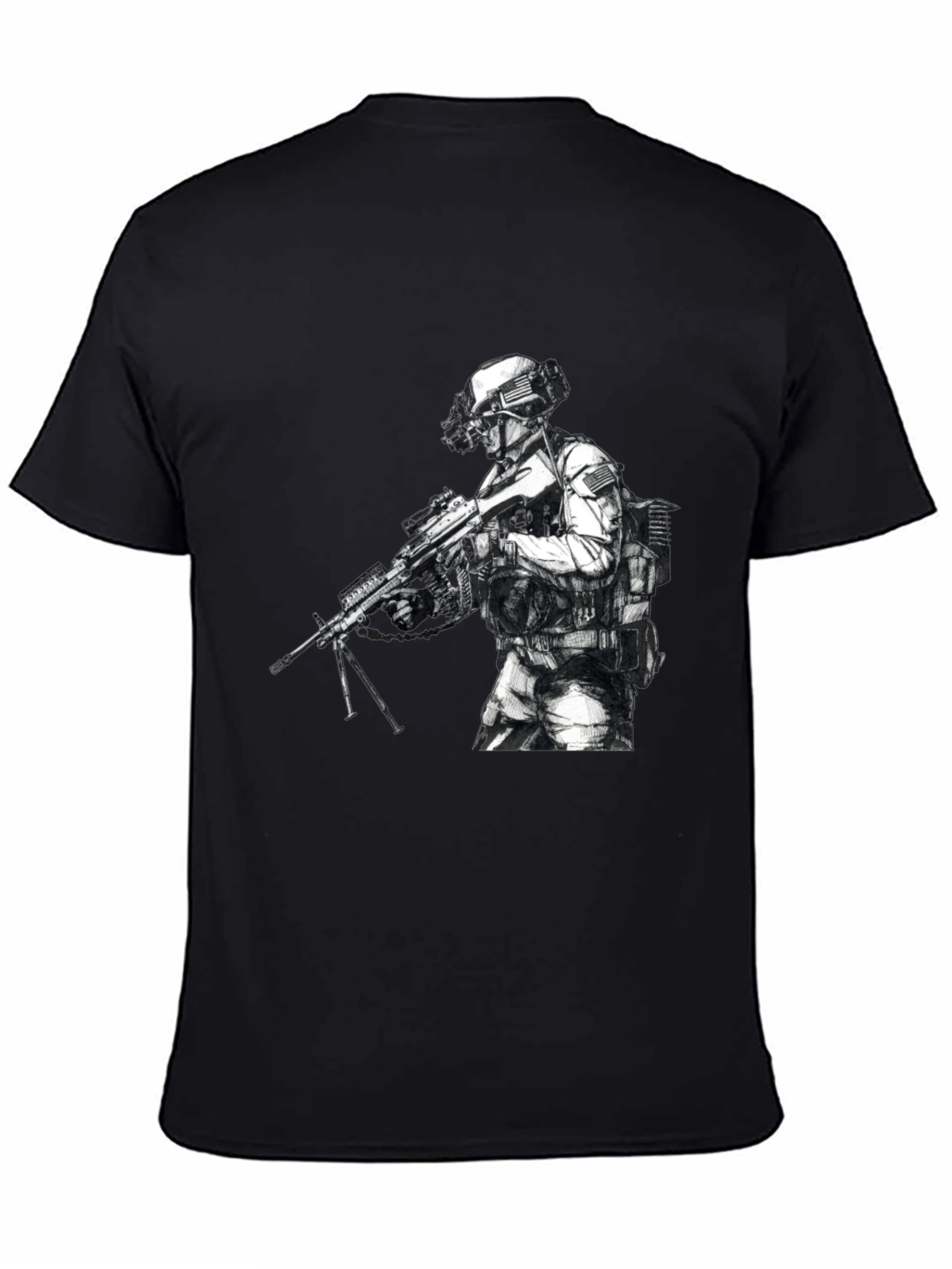 Black Tactical Soldier Graphic T-Shirt - Black view 4