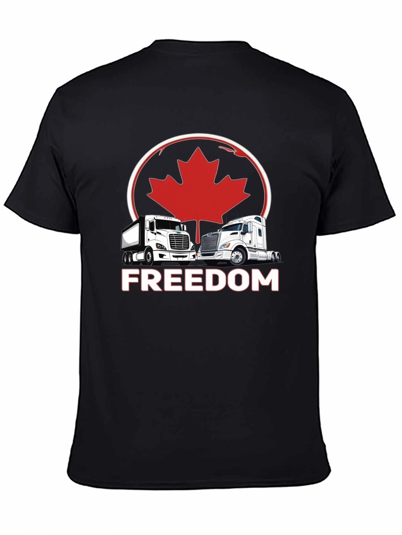 Black Freedom Trucker T-Shirt Canada Maple Leaf view 4