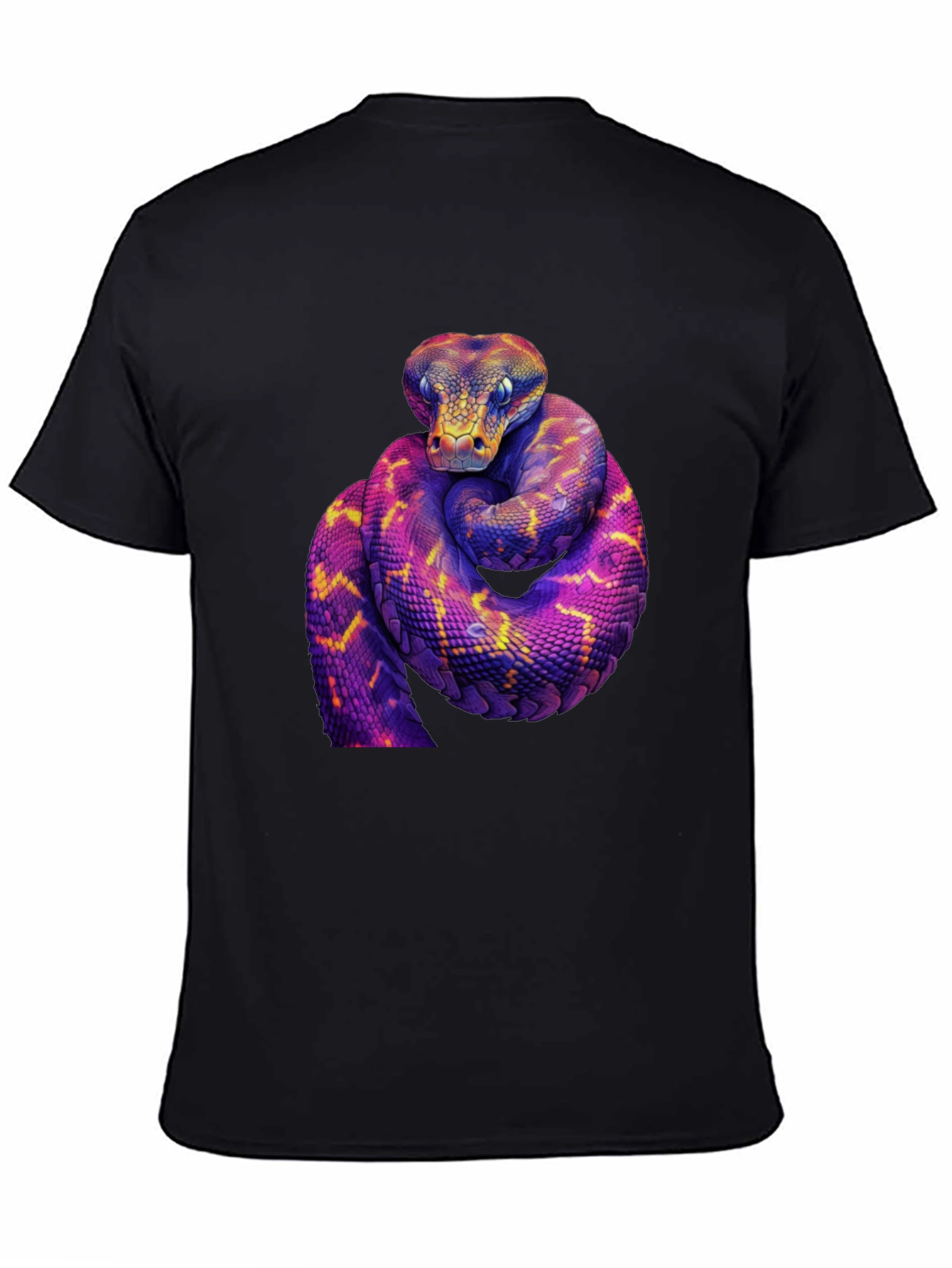 Black Vibrant Snake Graphic Tee - Bold Reptile Design view 4