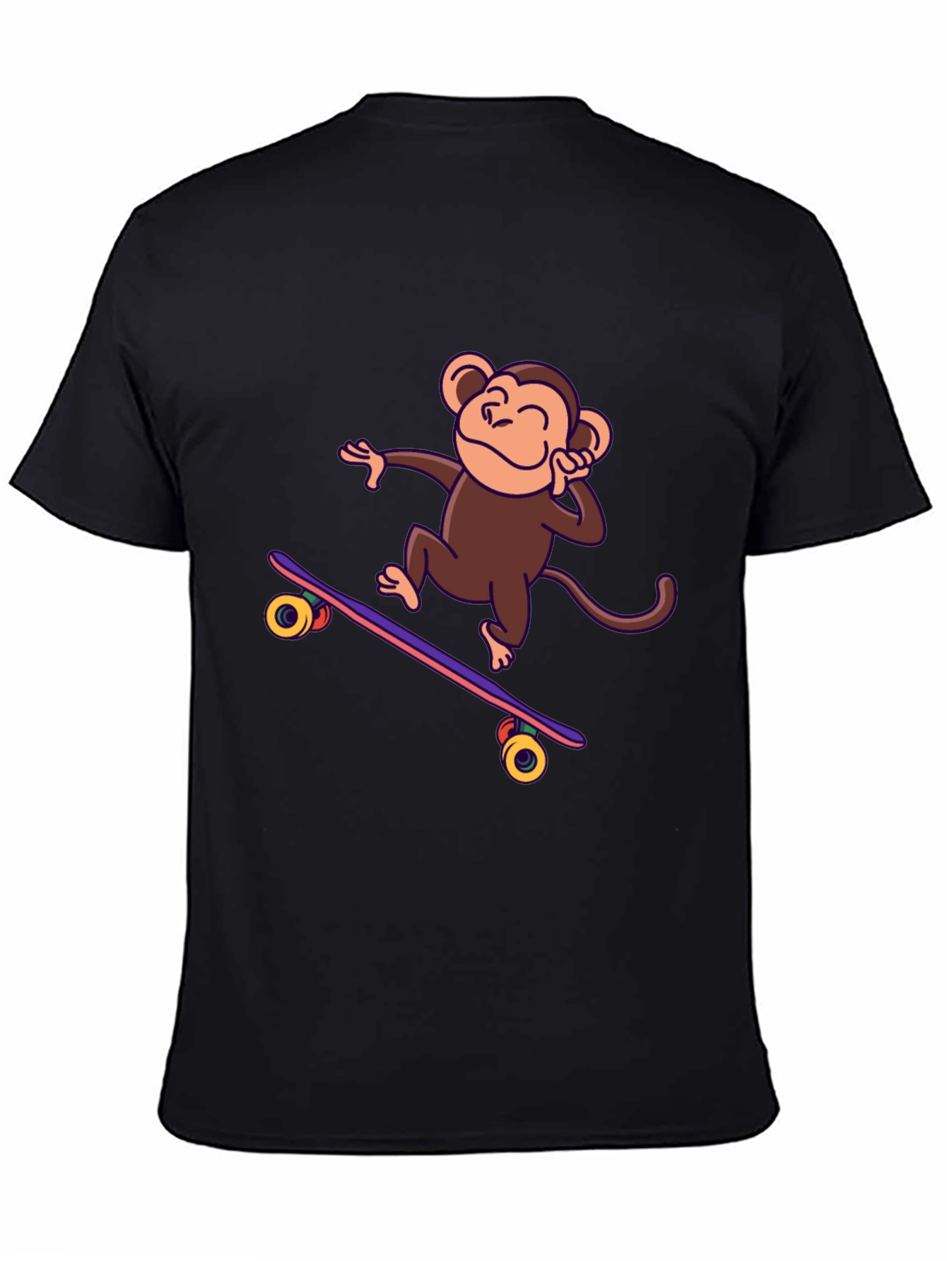 Black Skateboarding Monkey Graphic Tee - Fun & Stylish! view 4