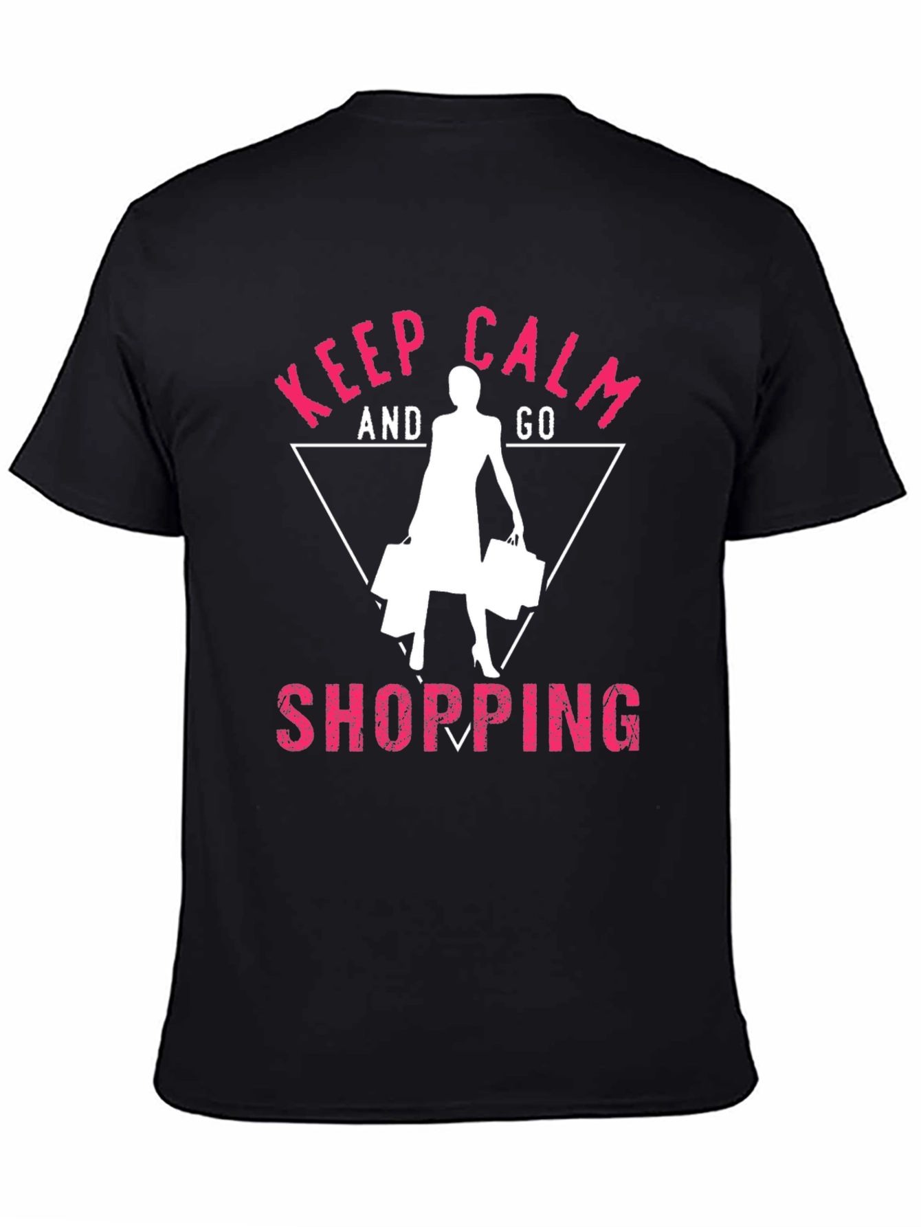 Black Keep Calm and Go Shopping Black T-Shirt view 4