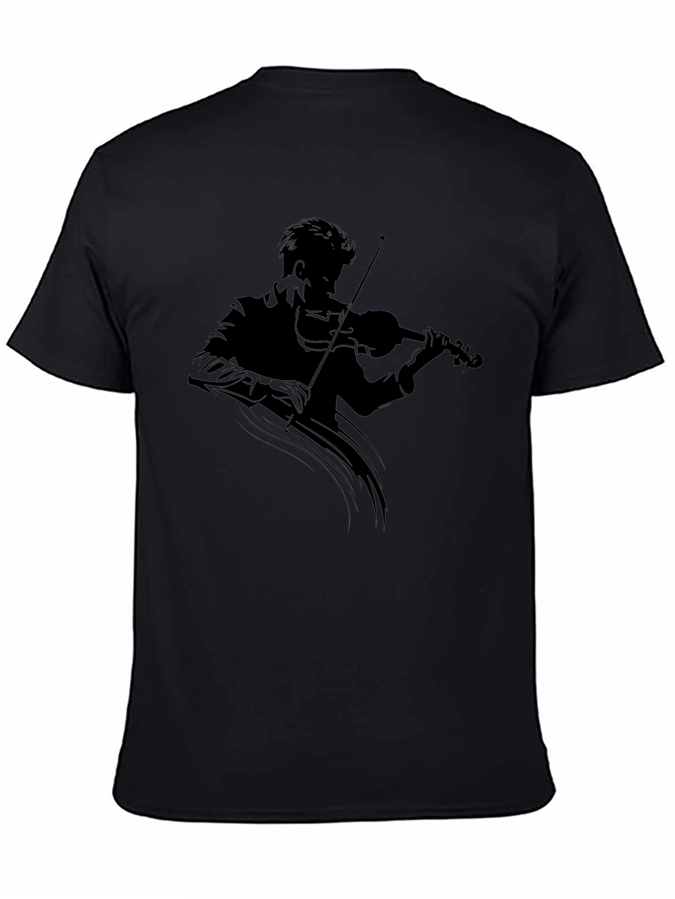 Black Musician Silhouette T-Shirt - Classic Black Tee view 4