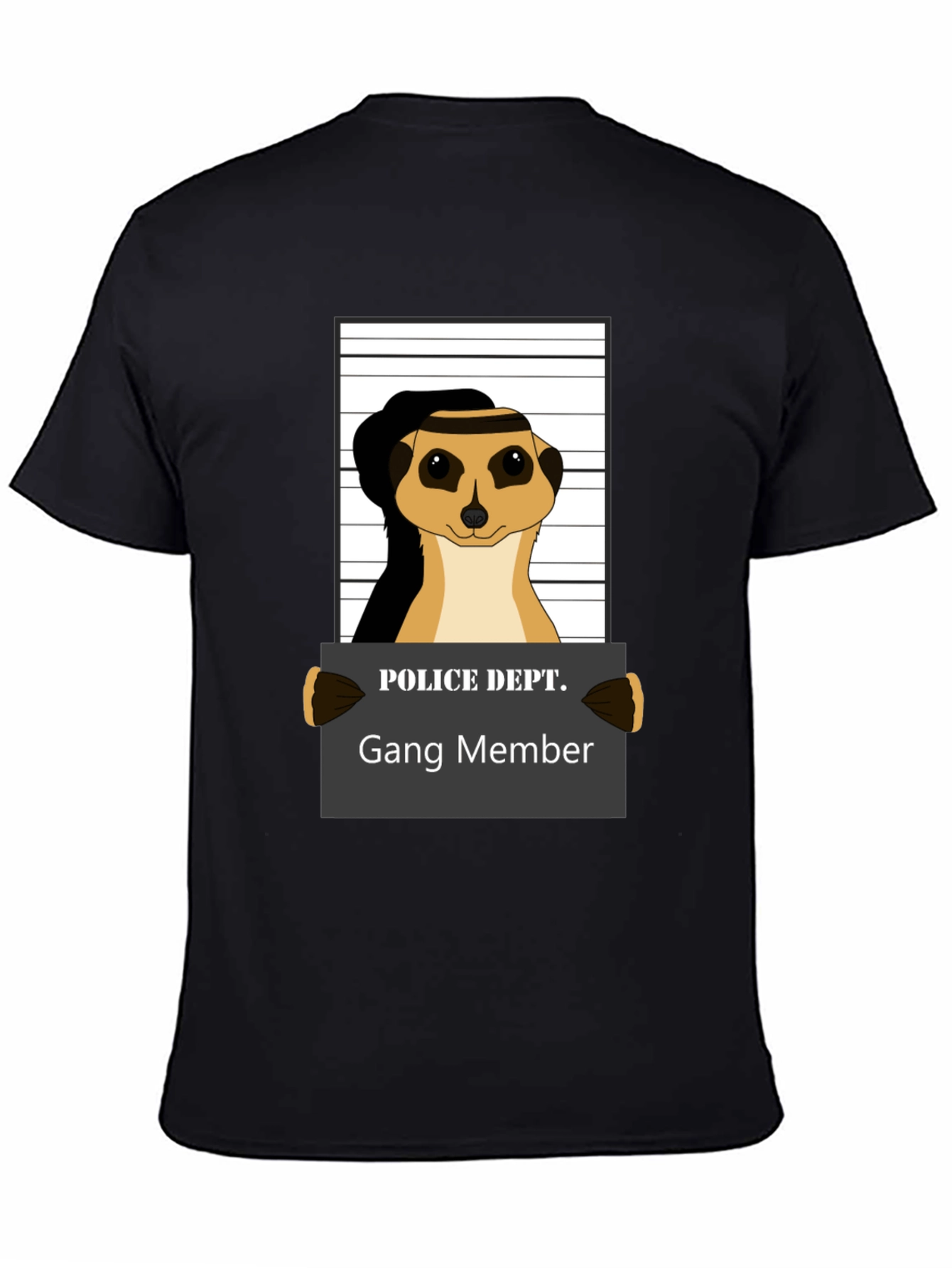 Black Gang Member Meerkat T-Shirt - Novelty Animal Tee view 4