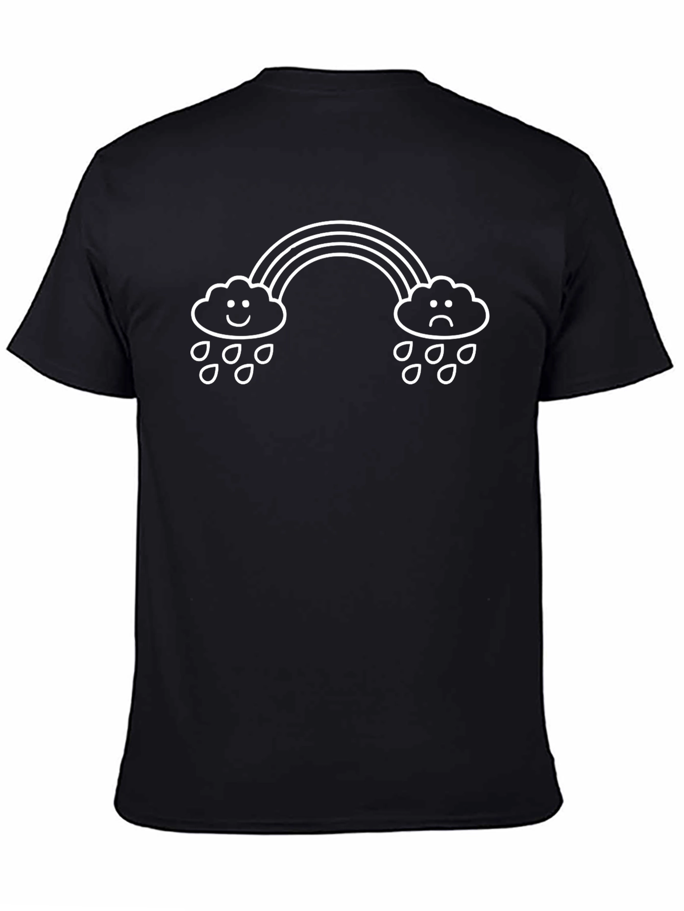 Black Rainbow Mood T-Shirt - Happy Sad Clouds view 4