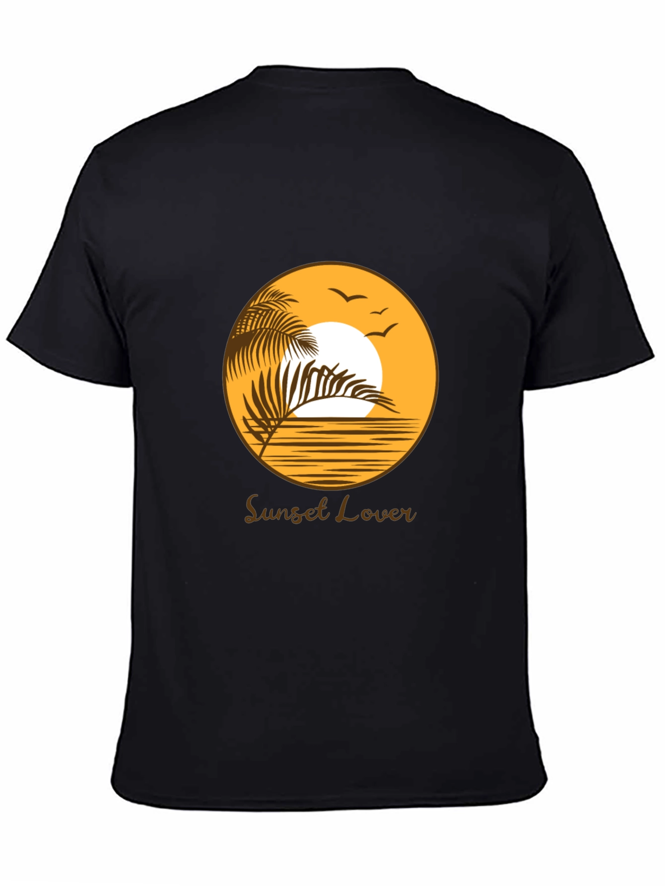 Black Sunset Lover Graphic Tee - Black Cotton T-Shirt view 4