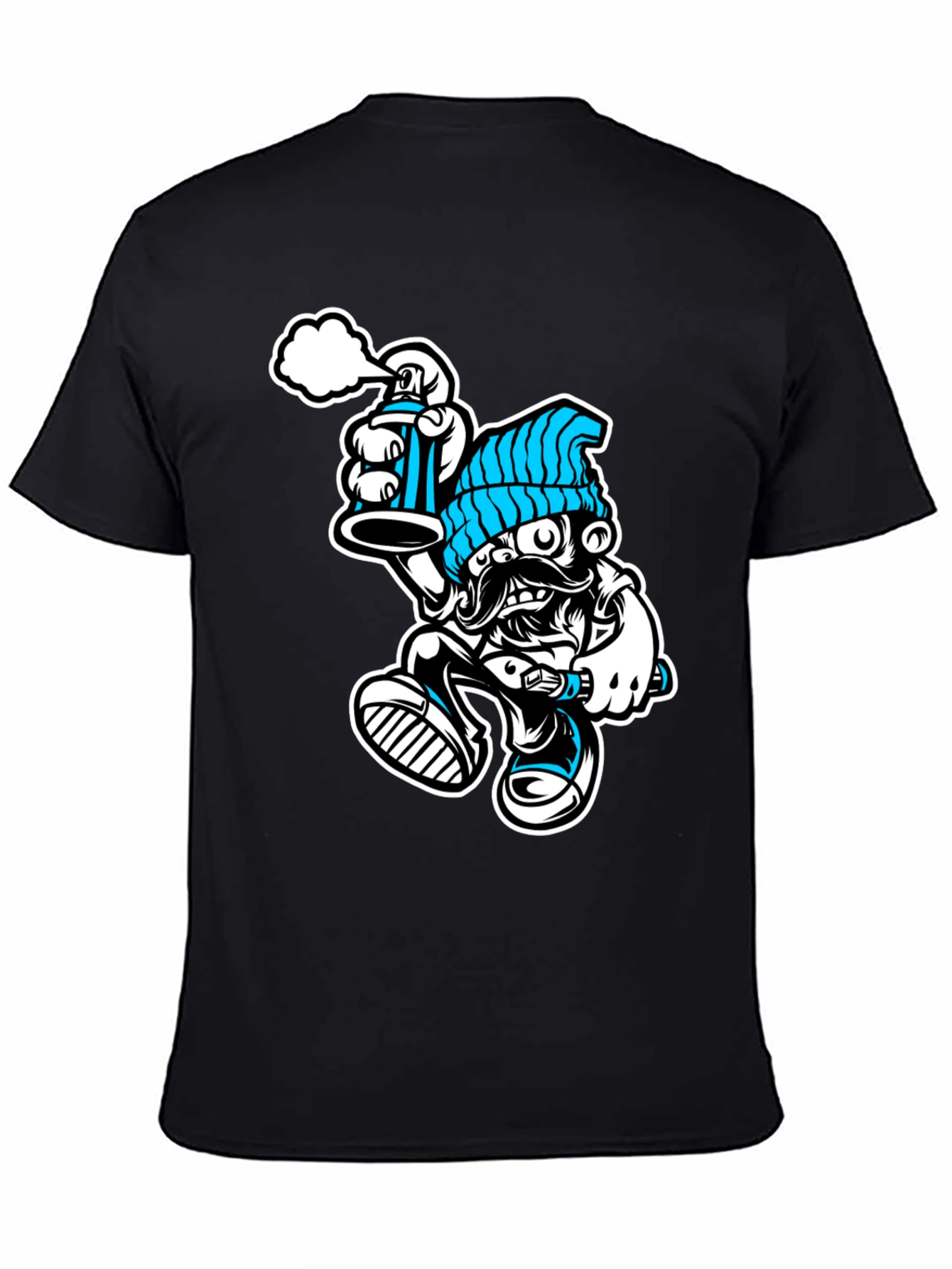 Black Cool Graphic T-Shirt: Graffiti Man view 4