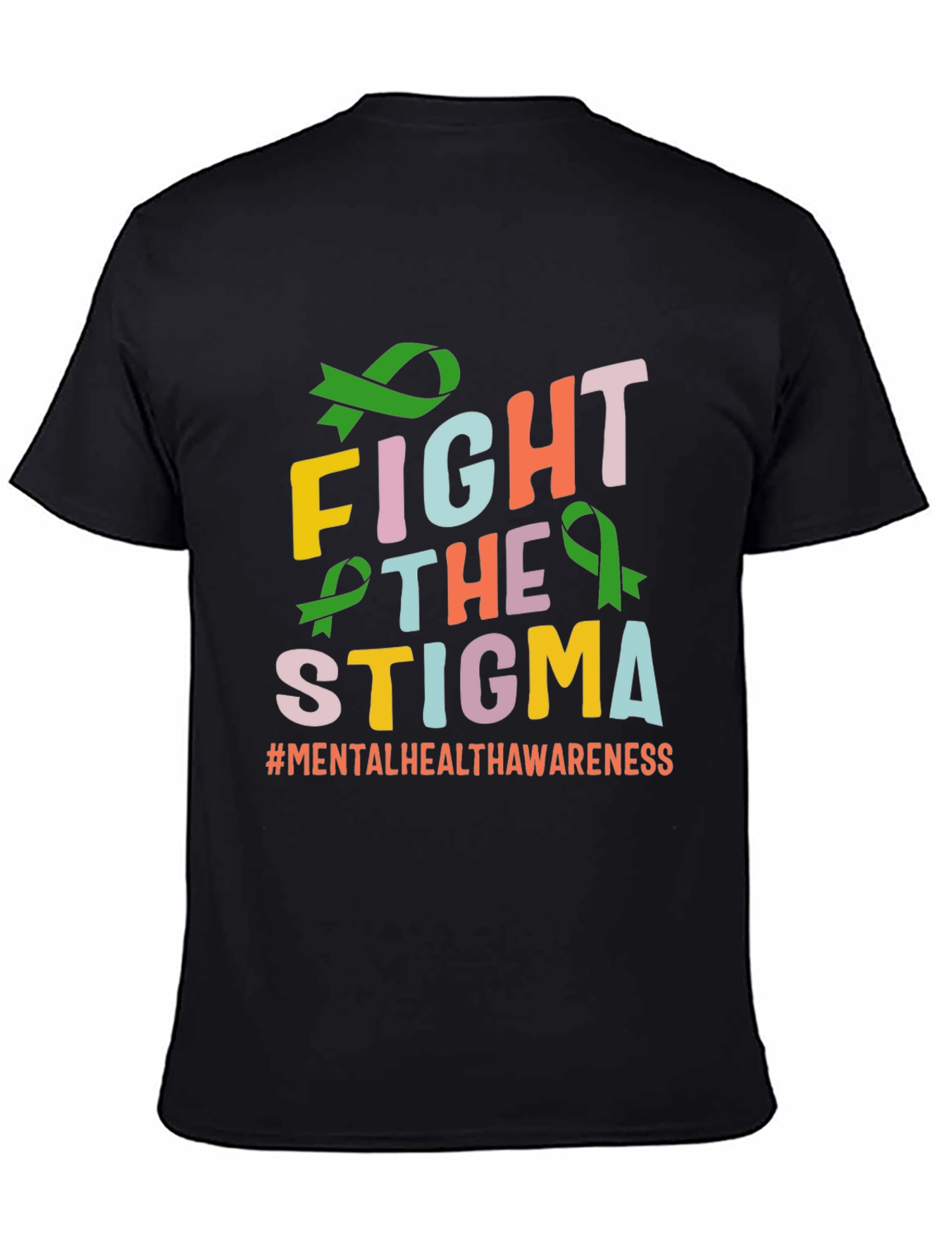 Black Fight The Stigma T-Shirt Mental Health Awareness view 4