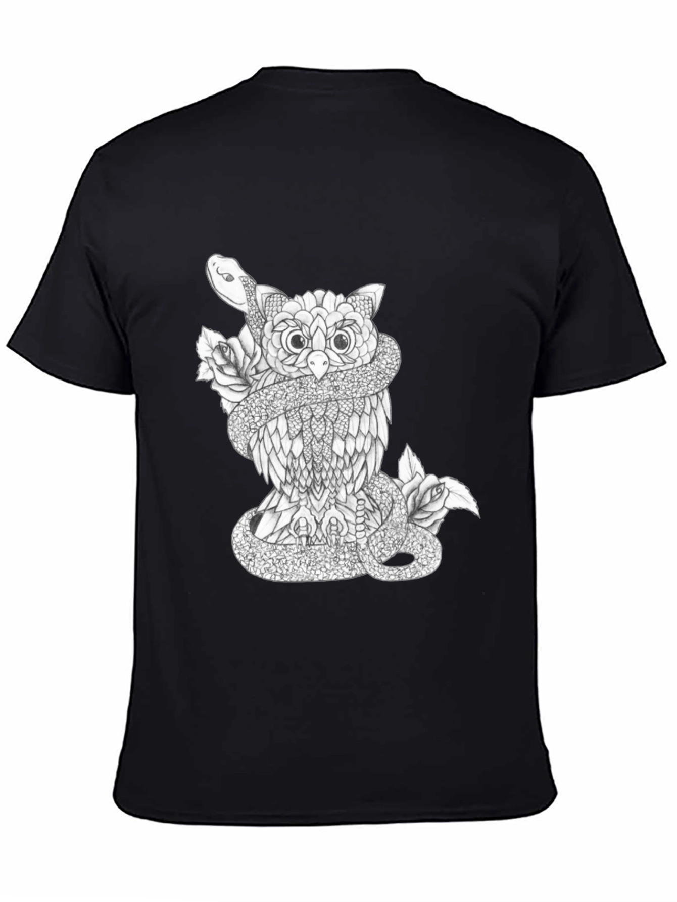 Black Owl & Snake Graphic Print Tee view 4