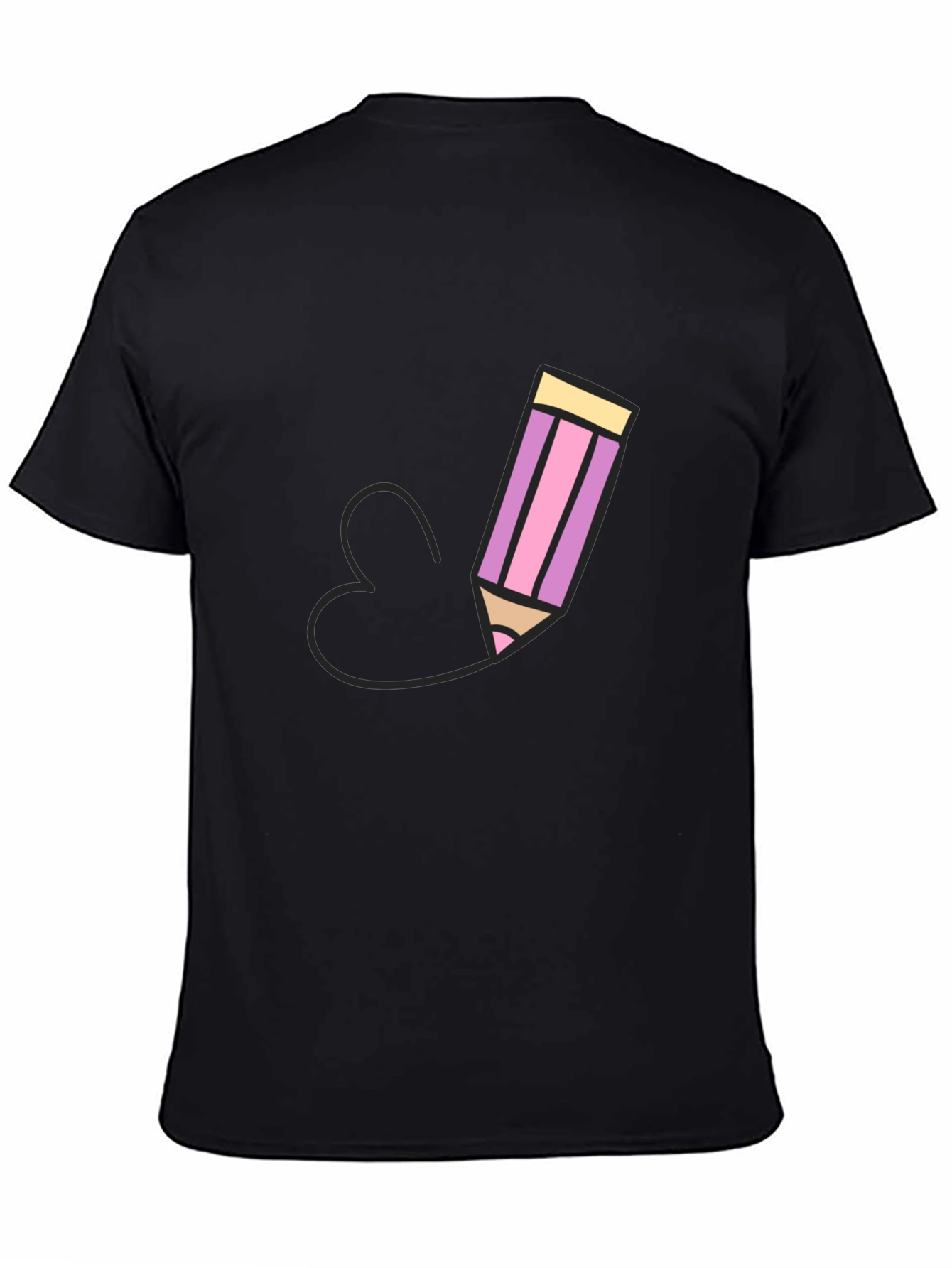 Black Pencil Heart Graphic Black T-Shirt view 4