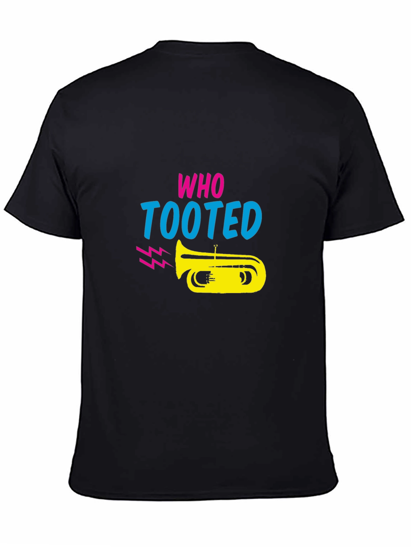 Black Who Tooted T-Shirt - Funny Music Graphic Tee view 4