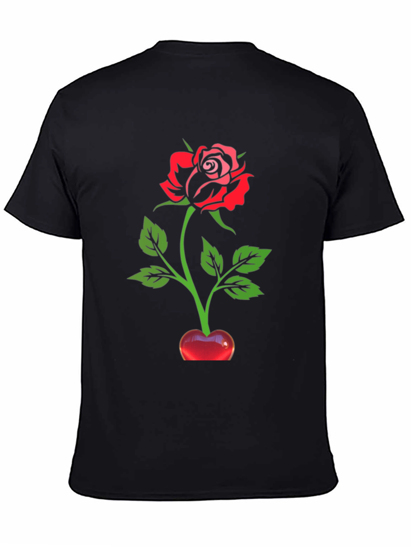 Black Rose in Cherry Vase Graphic T-Shirt view 4