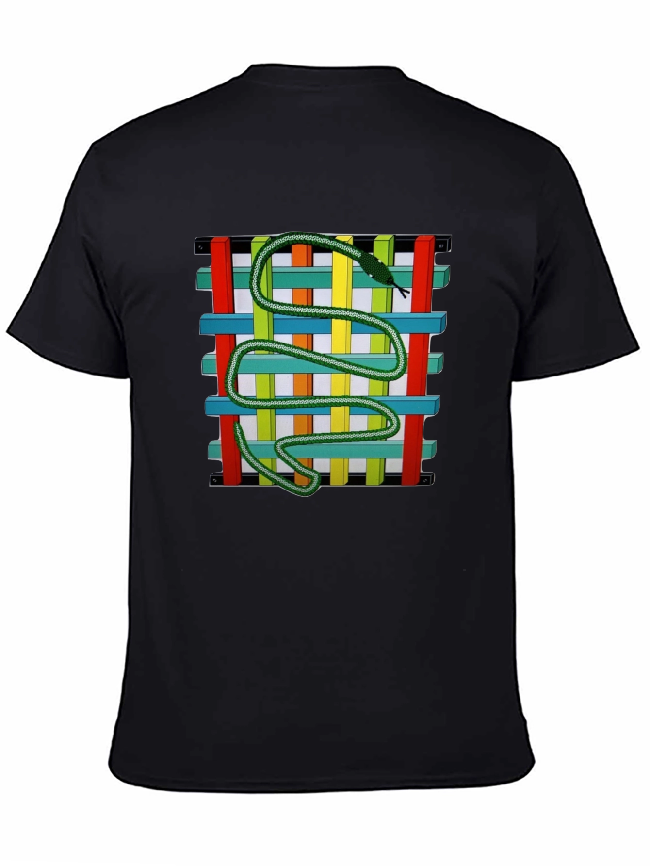 Black Snake Woven Graphic Black T-Shirt view 4