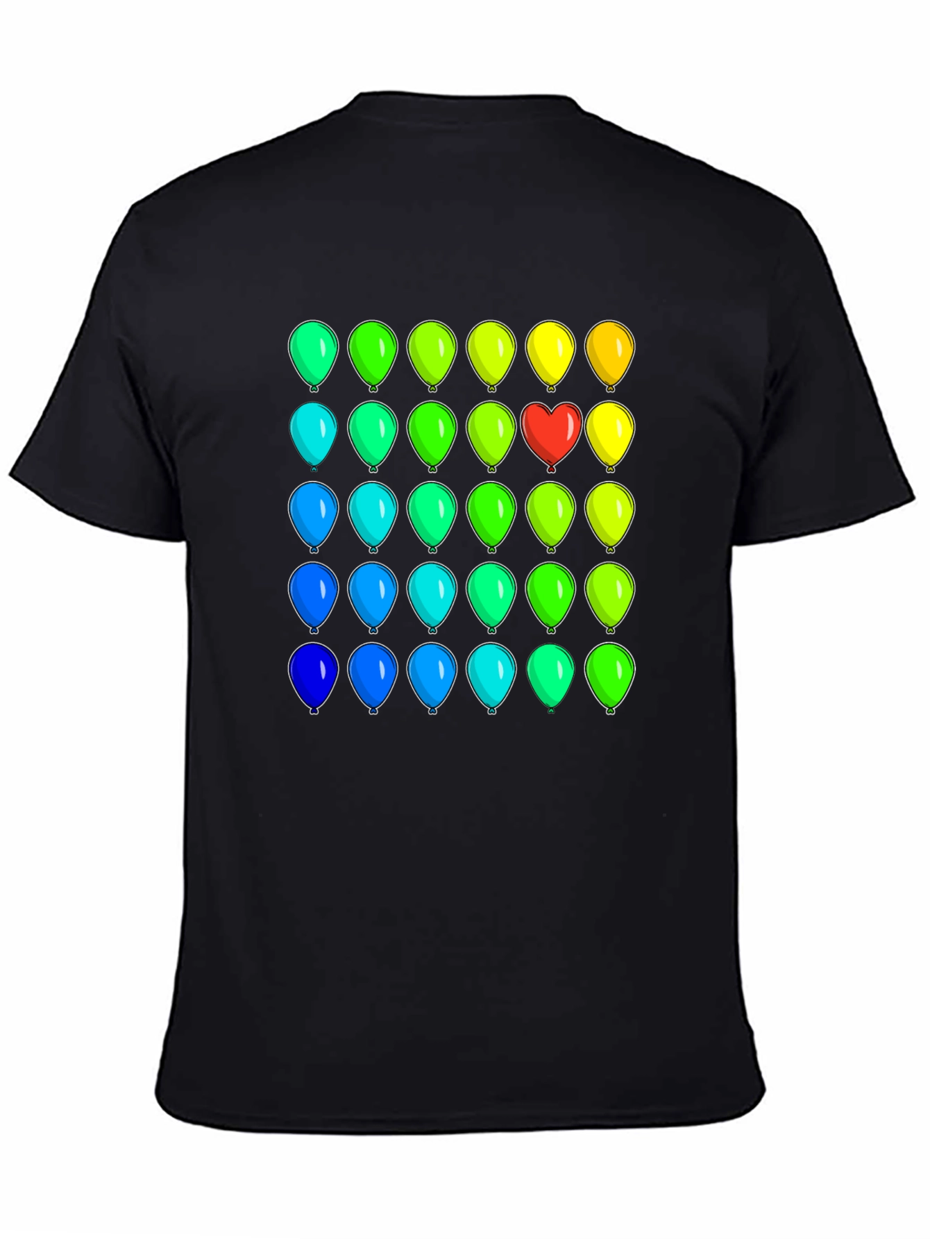Black Rainbow Balloons Graphic T-Shirt - Novelty Design view 4