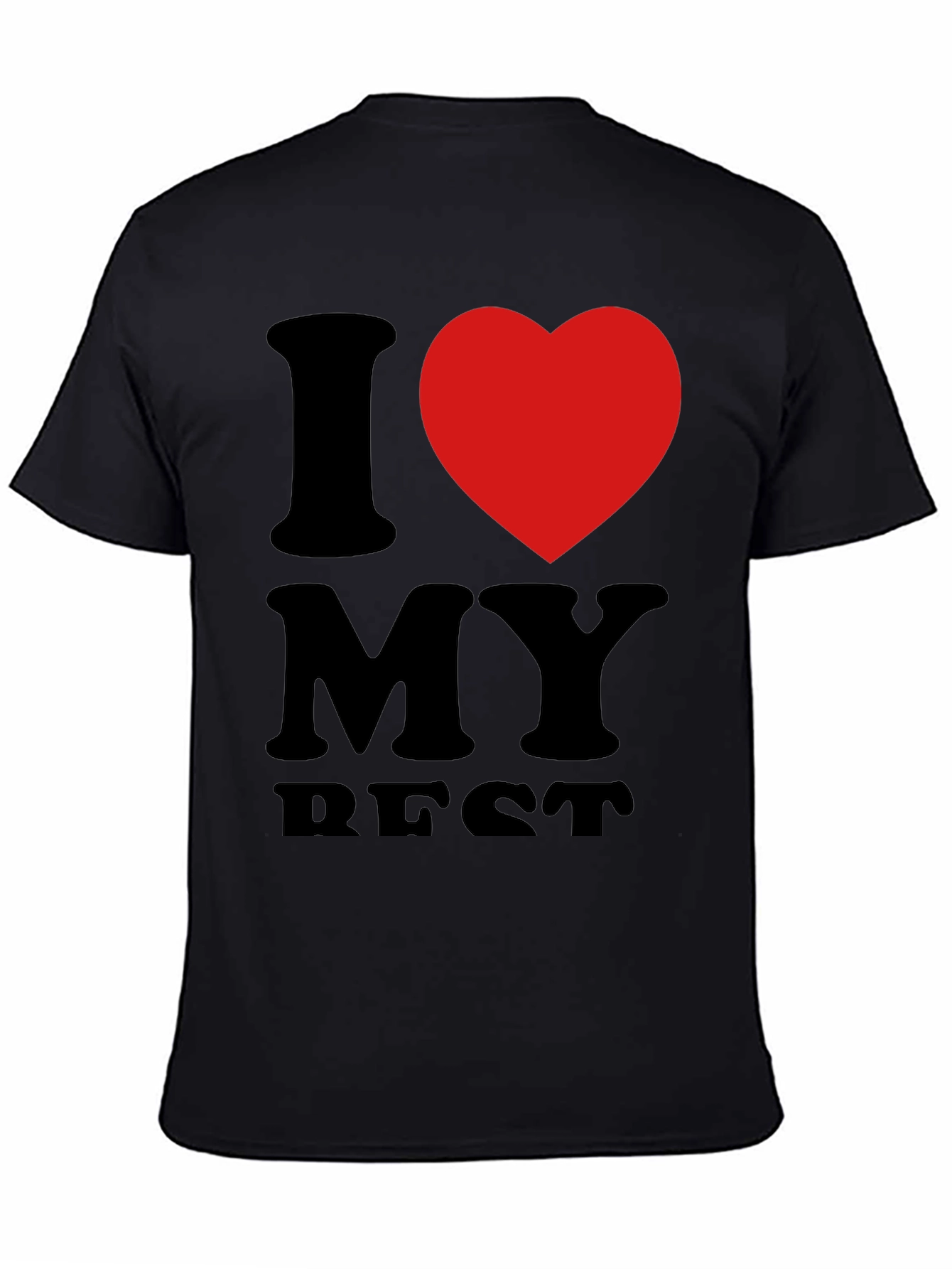 Black I Heart My Best T-Shirt - Black Crew Neck Tee view 4