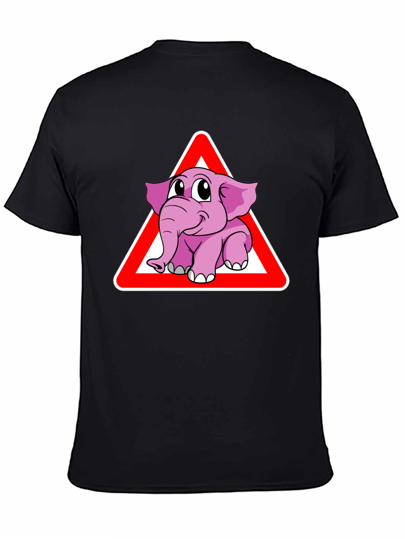 Black Elephant Crossing Funny Graphic T-Shirt view 4