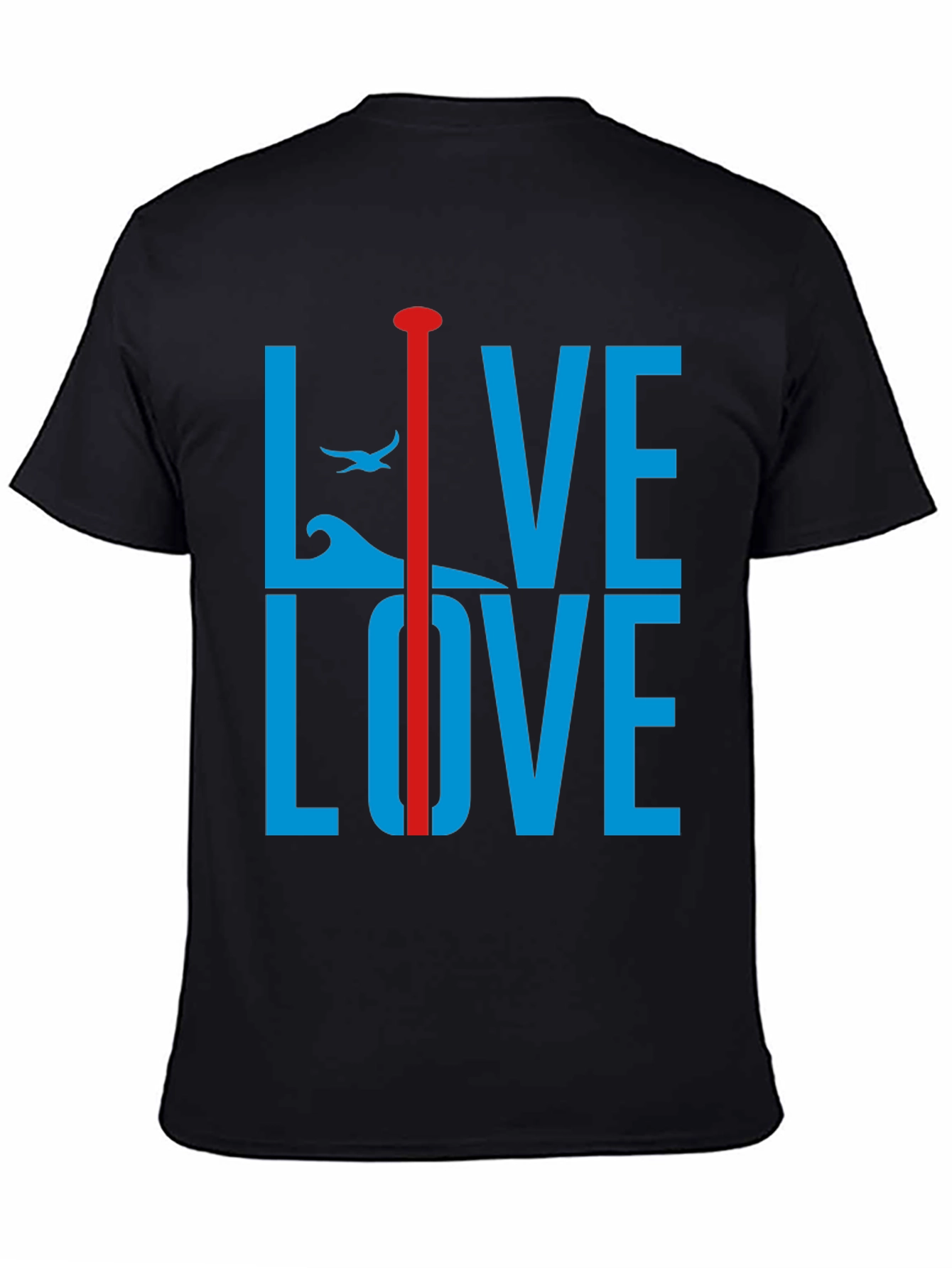 Black Live Love Graphic Tee - Blue and Red Design view 4