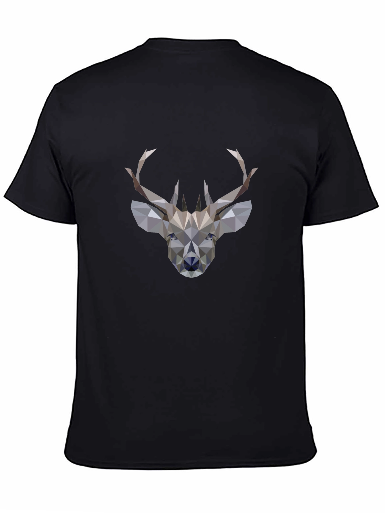 Black Geometric Deer Graphic Black T-Shirt view 4
