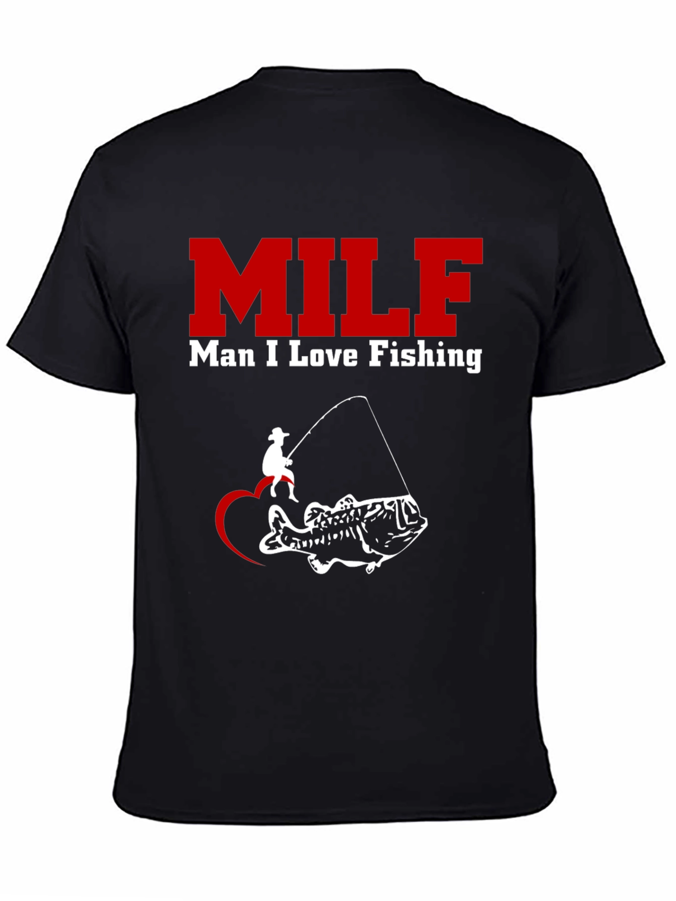 Black MILF Man I Love Fishing Black T-Shirt view 4