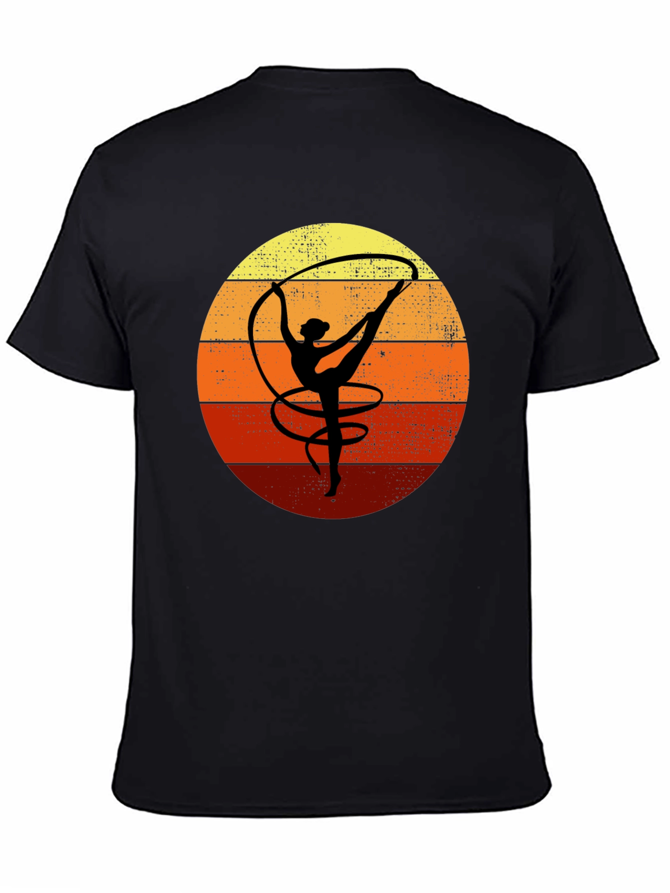 Black Retro Gymnastics Sunset T-Shirt view 4