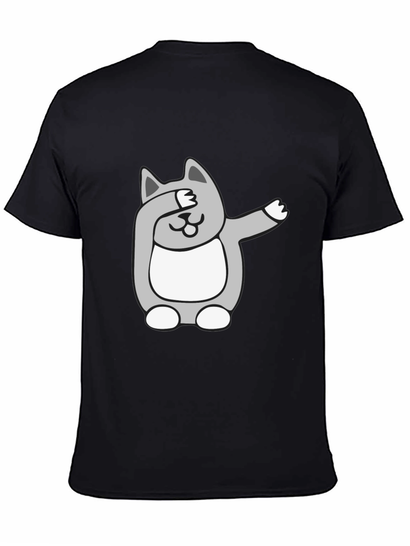Black Dabbing Cat Graphic Tee - Funny Novelty T-Shirt view 4