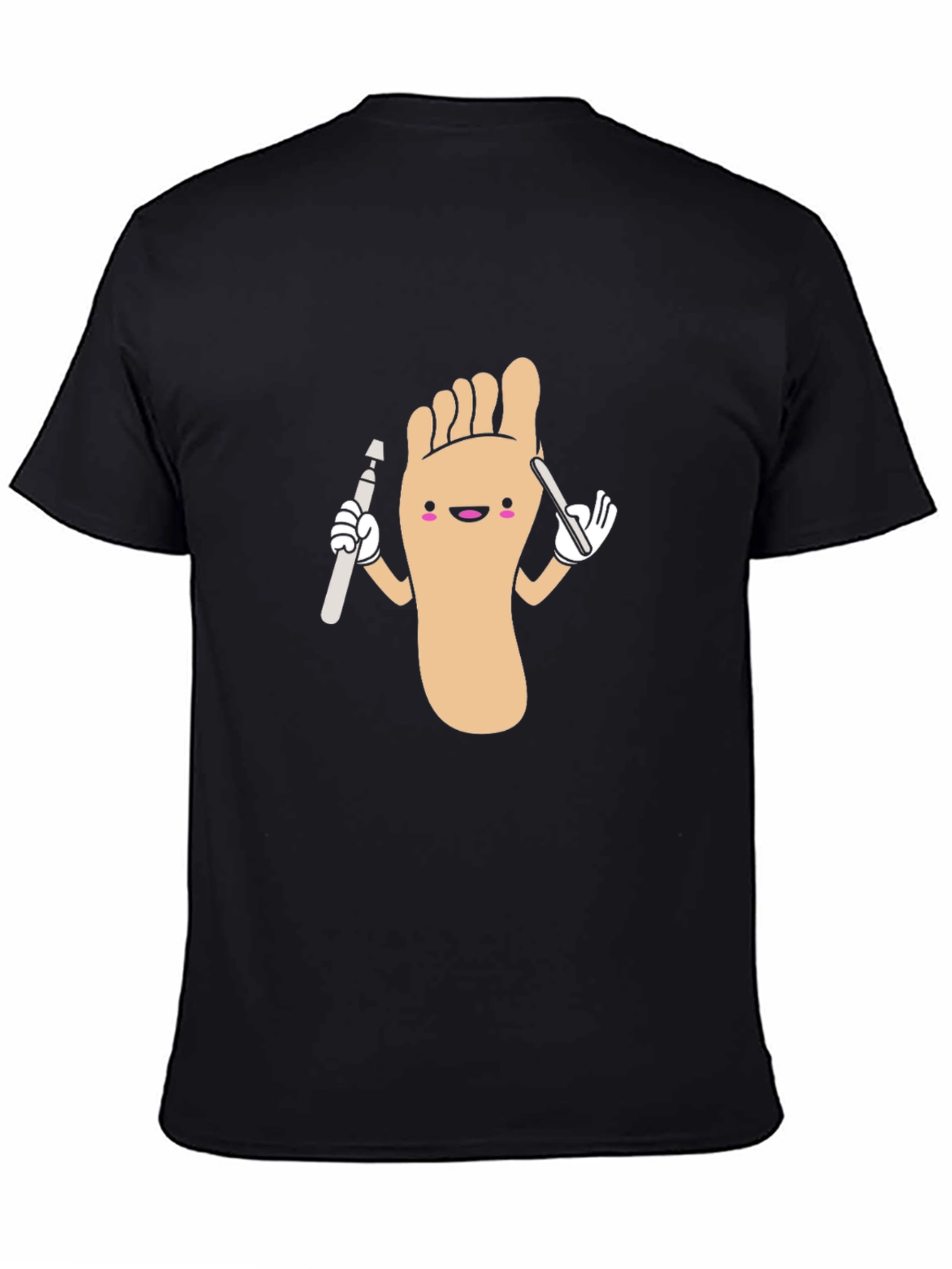 Black Funny Foot Doctor Cartoon Black T-Shirt view 4