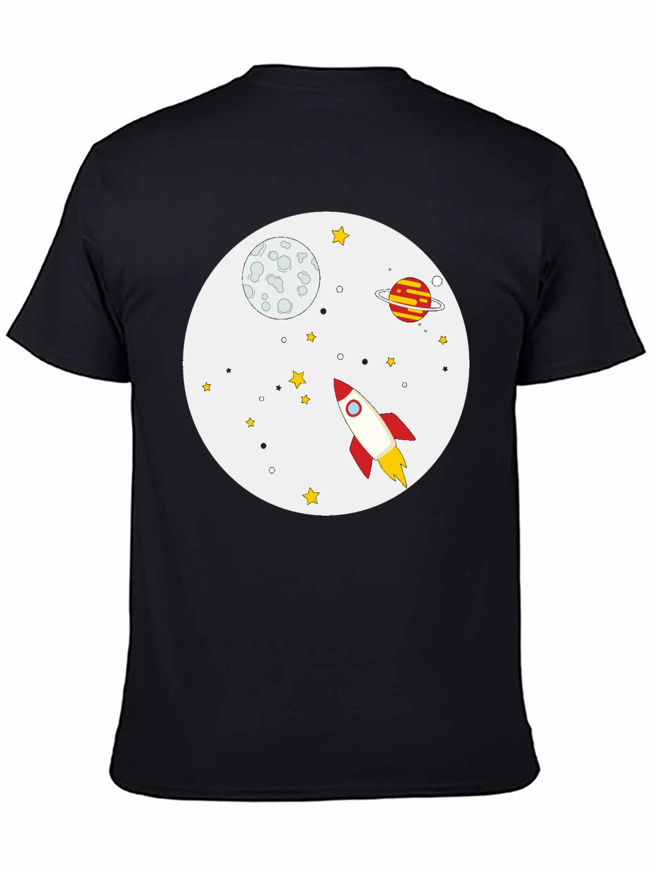 Black Space Adventure Black Cotton T-Shirt view 4