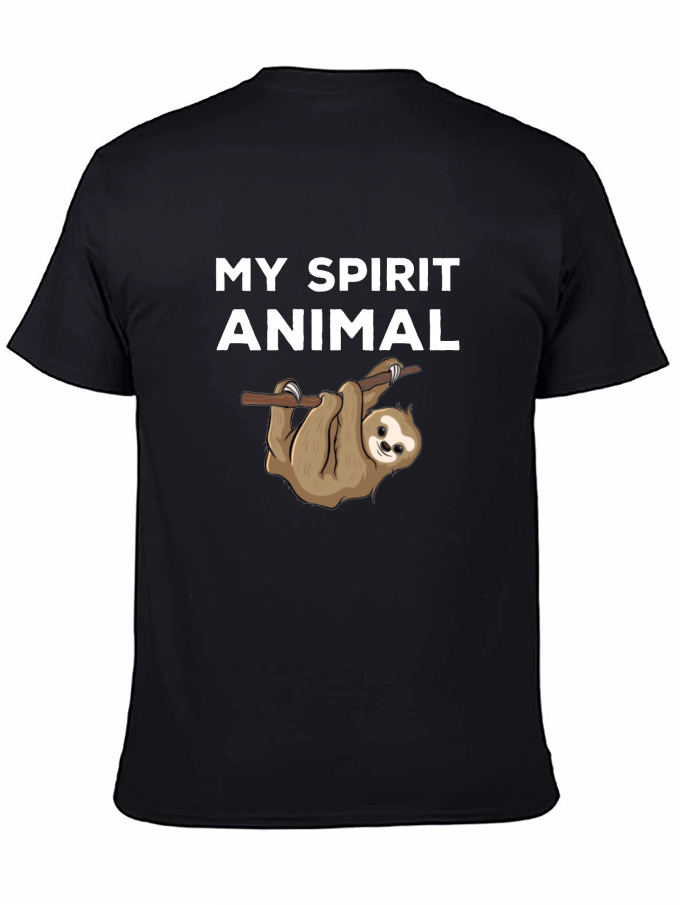 Black My Spirit Animal Sloth T-Shirt Black Cotton view 4