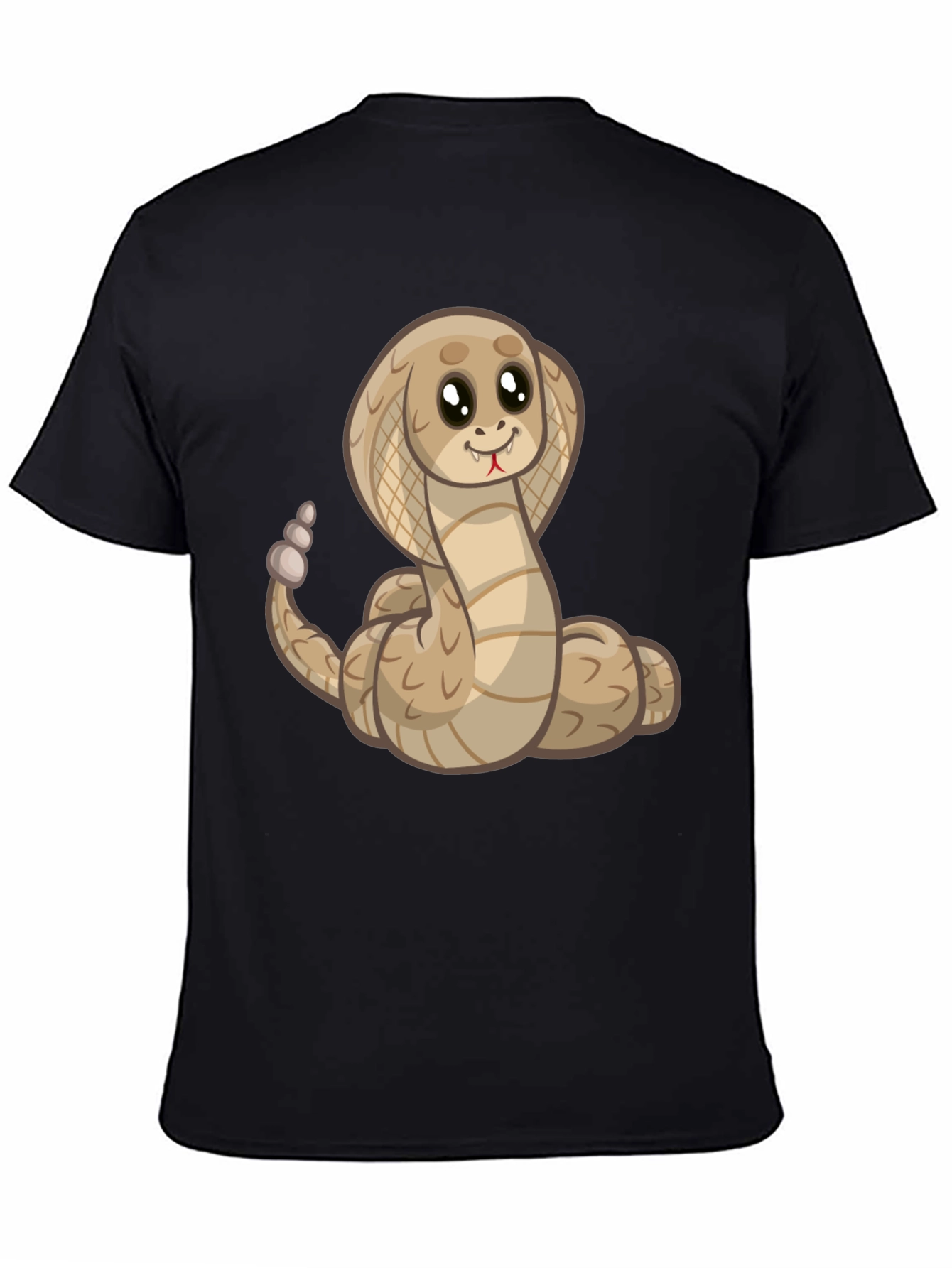 Black Cute Cartoon Cobra Snake Black T-Shirt view 4